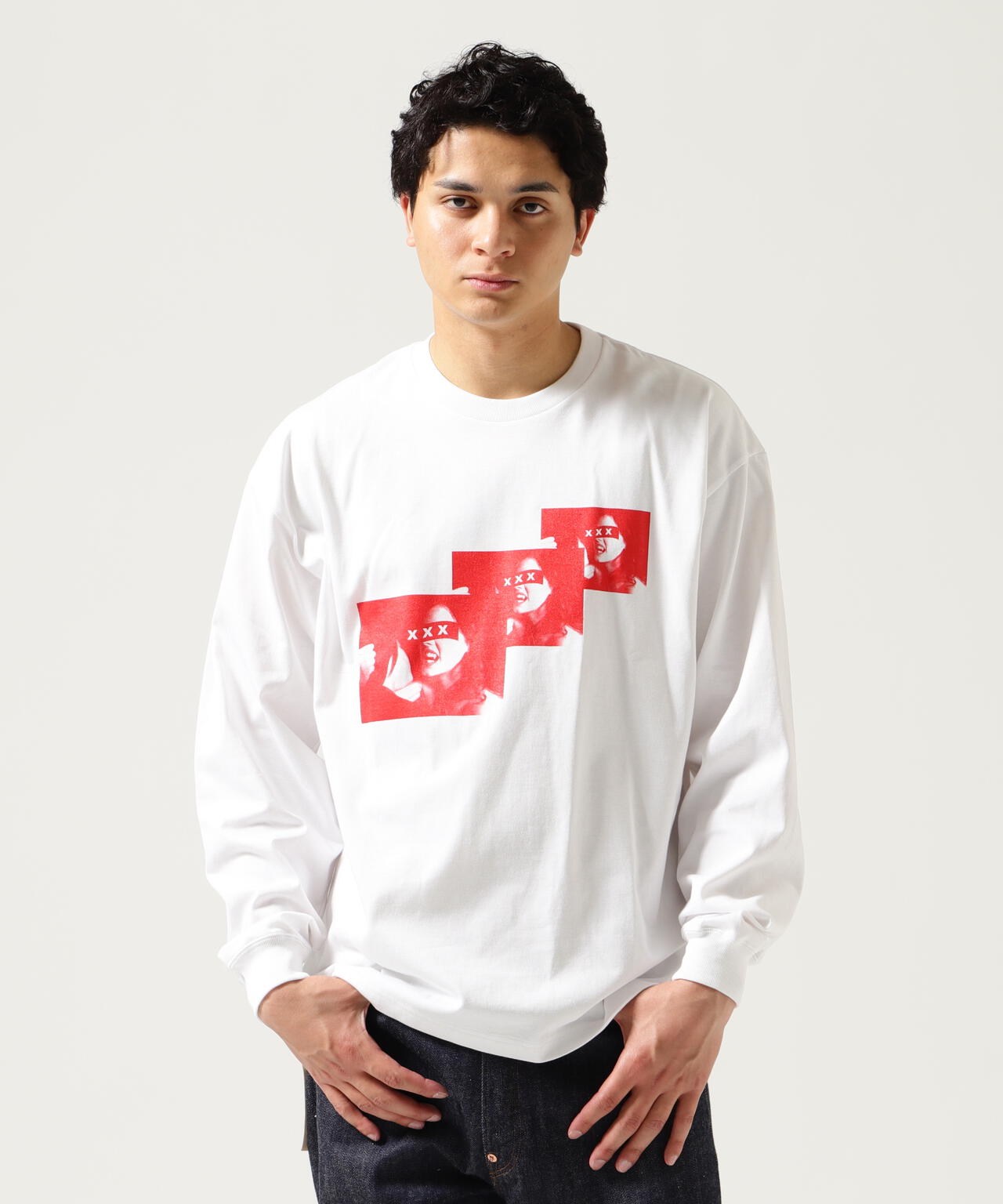 GOD SELECTION XXX/3 FACE LONG SLEEVE T-SHIRT