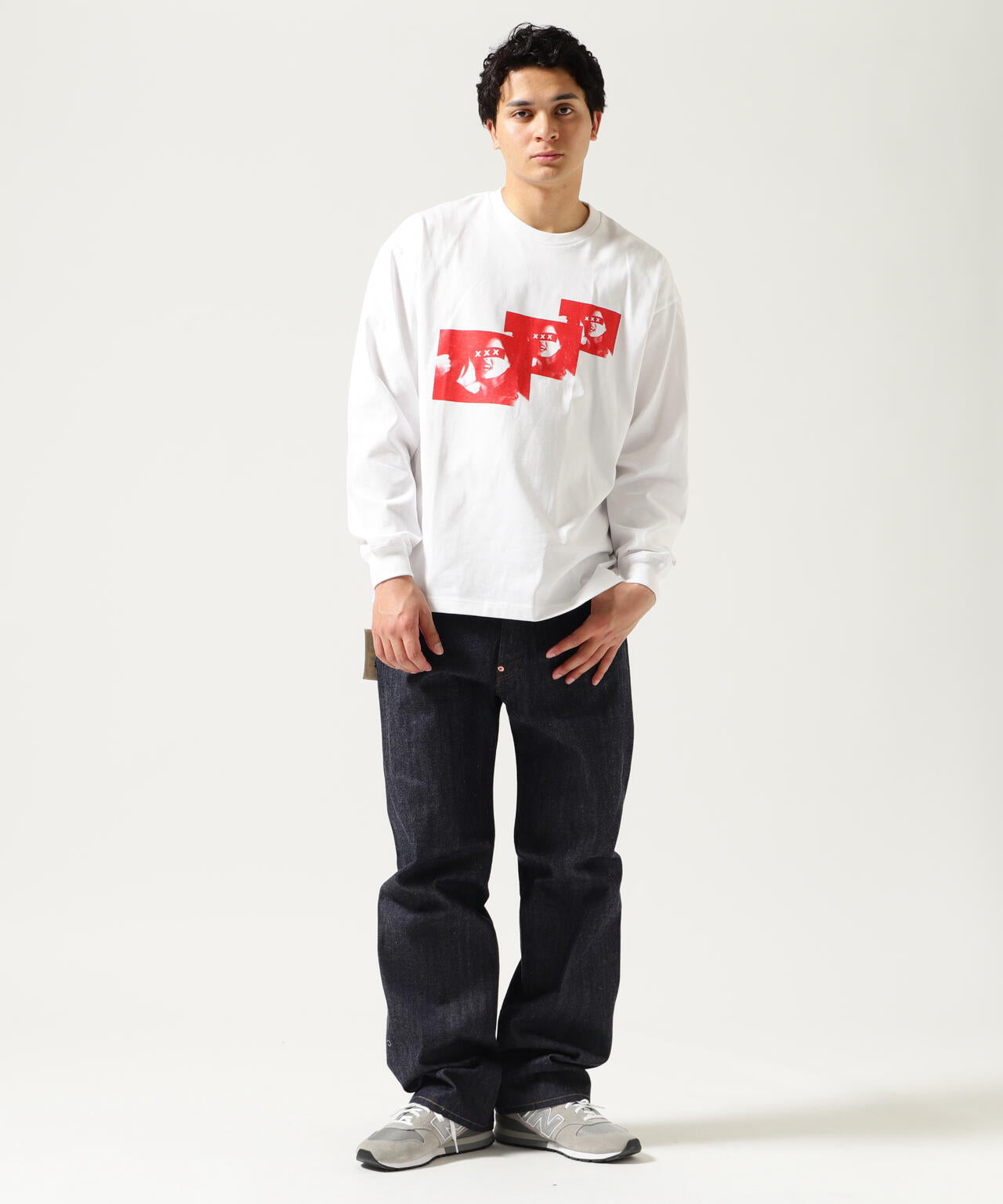 GOD SELECTION XXX/3 FACE LONG SLEEVE T-SHIRT