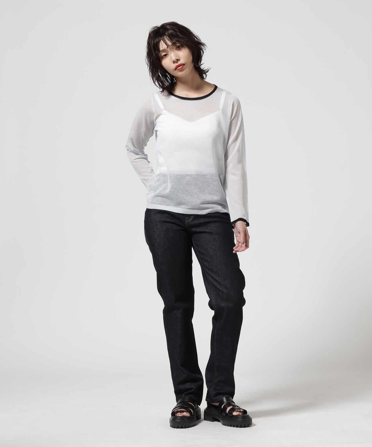 DROIT BELLO(ドロイトベロ)配色クルーネックプルオーバー