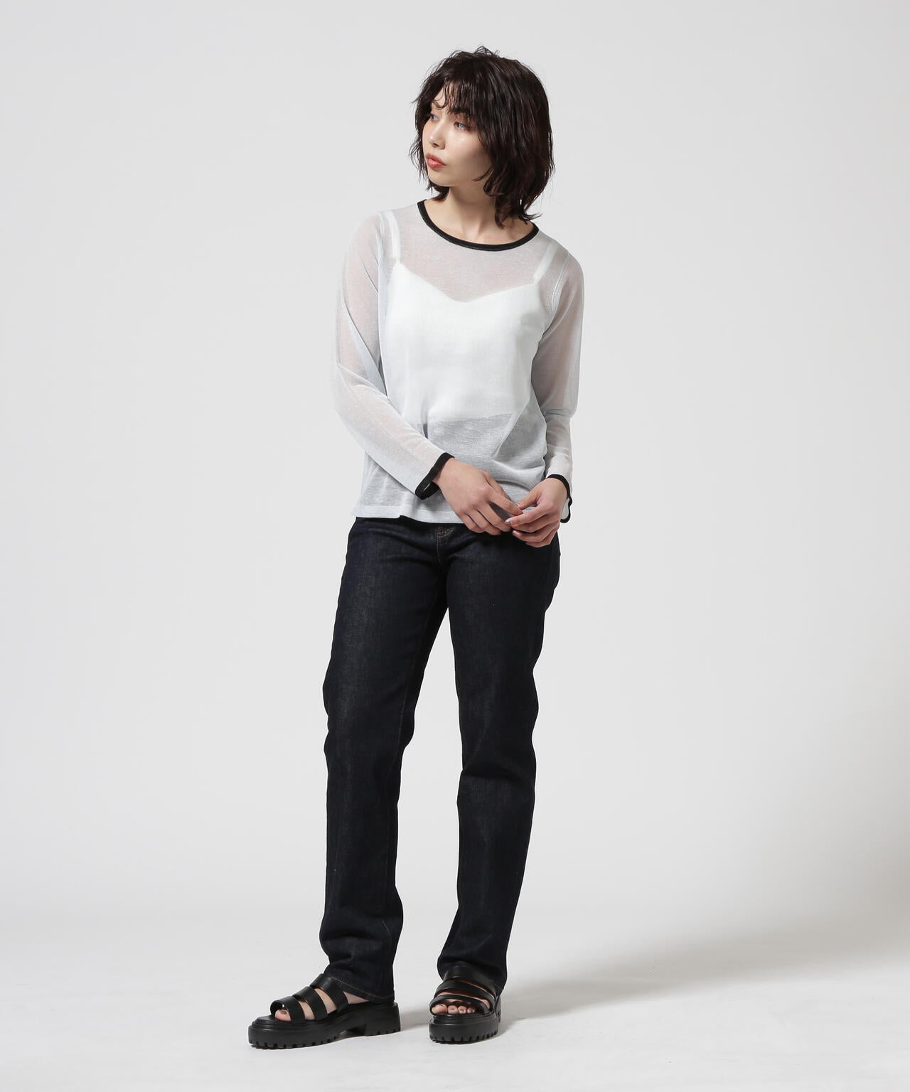 DROIT BELLO(ドロイトベロ)配色クルーネックプルオーバー