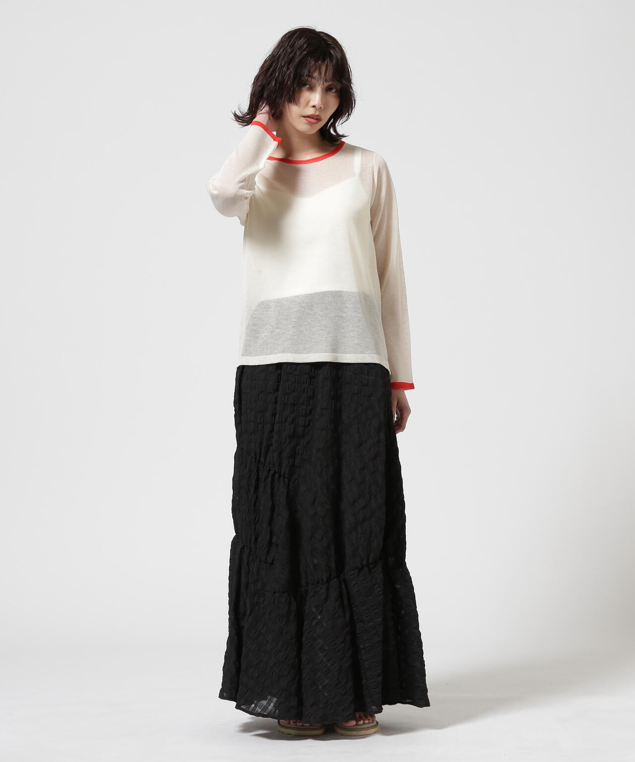 DROIT BELLO(ドロイトベロ)配色クルーネックプルオーバー