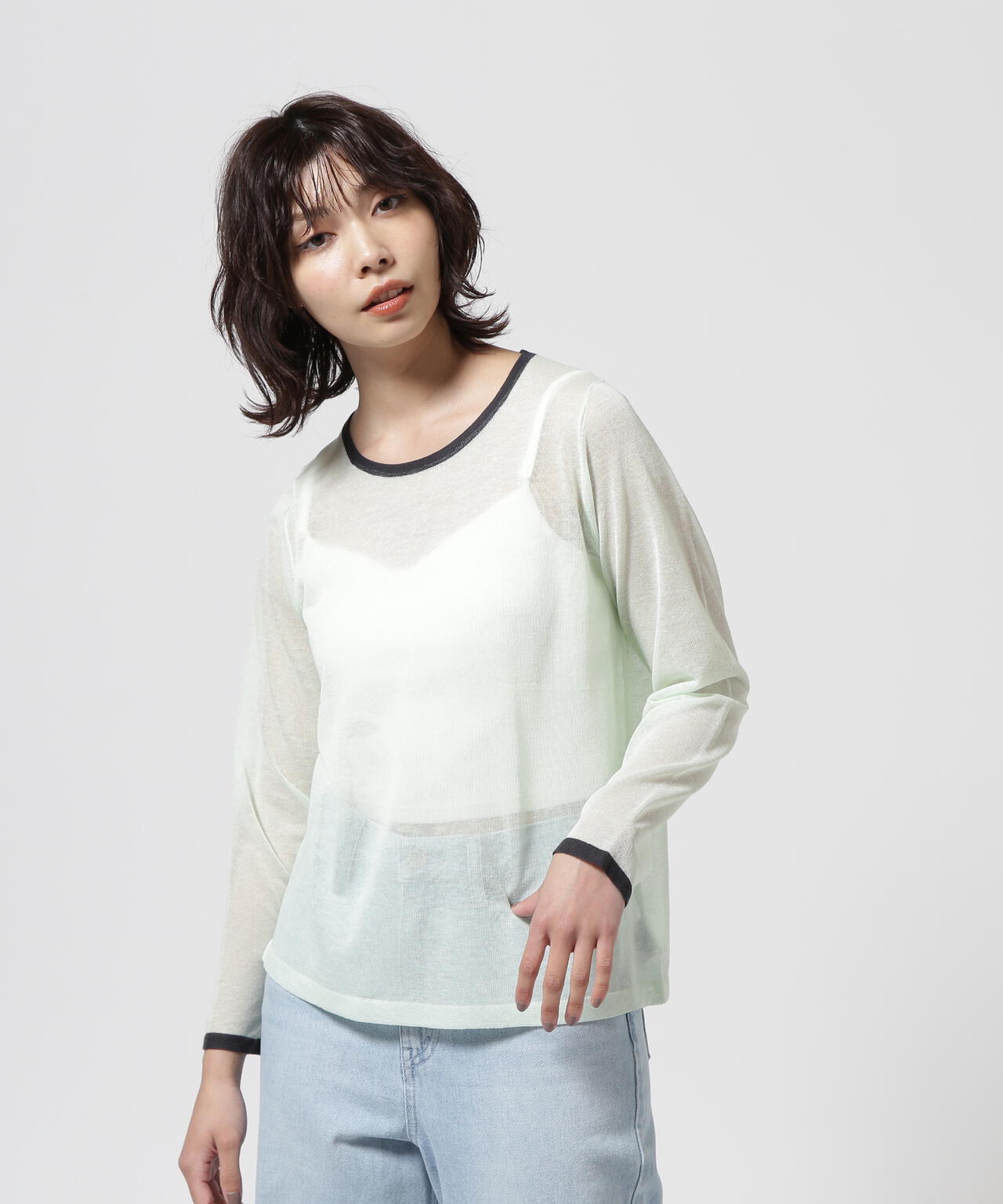 DROIT BELLO(ドロイトベロ)配色クルーネックプルオーバー