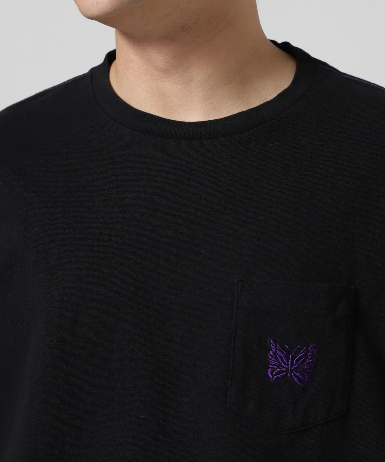 NEEDLES/S/S Papillon Emb. Pocket Tee - Cotton Jersey