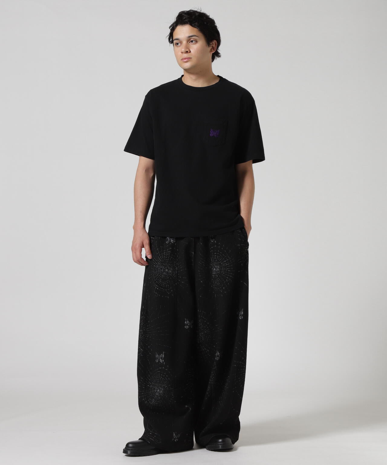 NEEDLES/S/S Papillon Emb. Pocket Tee - Cotton Jersey