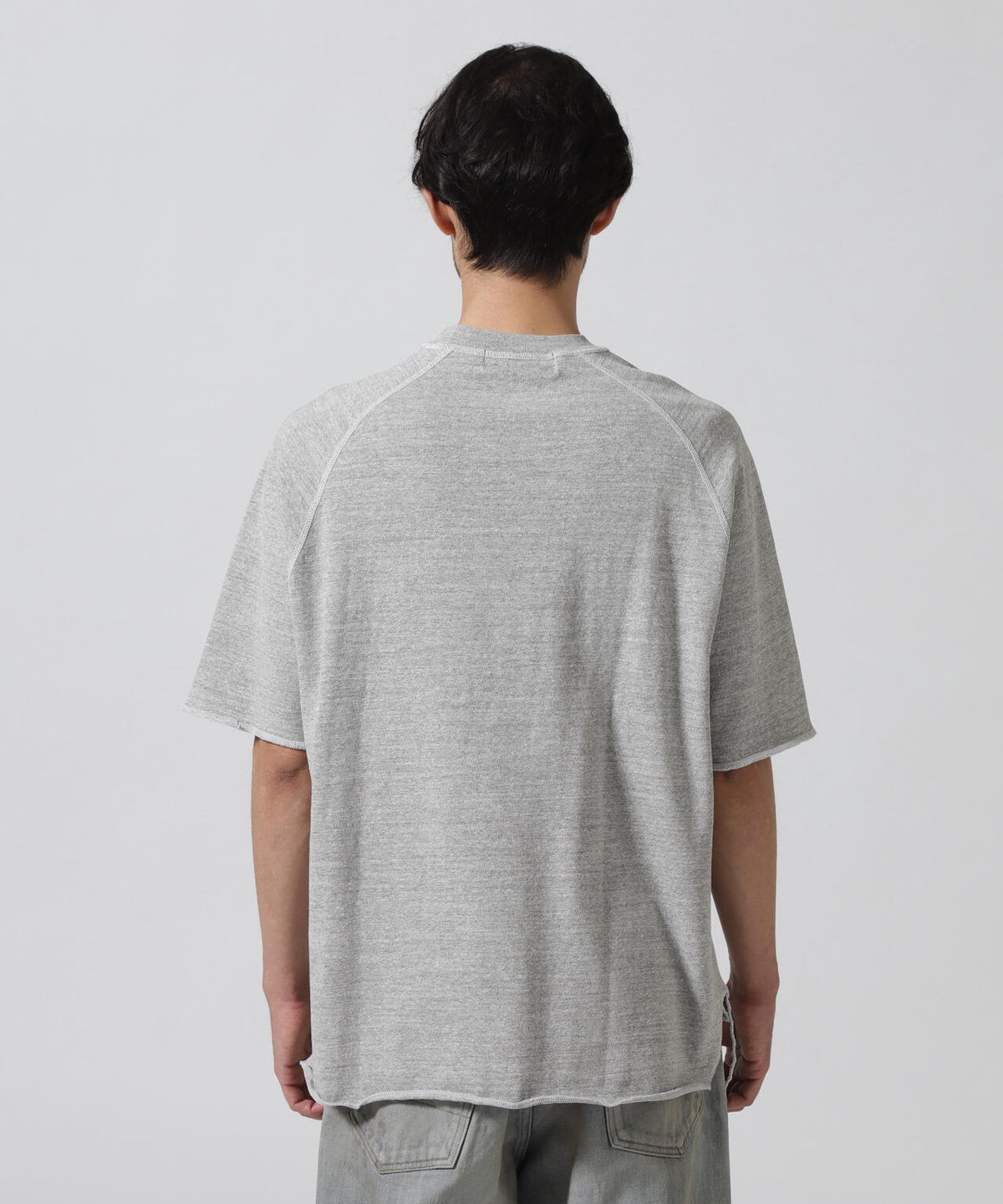 REMI RELIEF(レミレリーフ)別注 SP加工8/天竺ラグランT GREY(LEOPARDS)