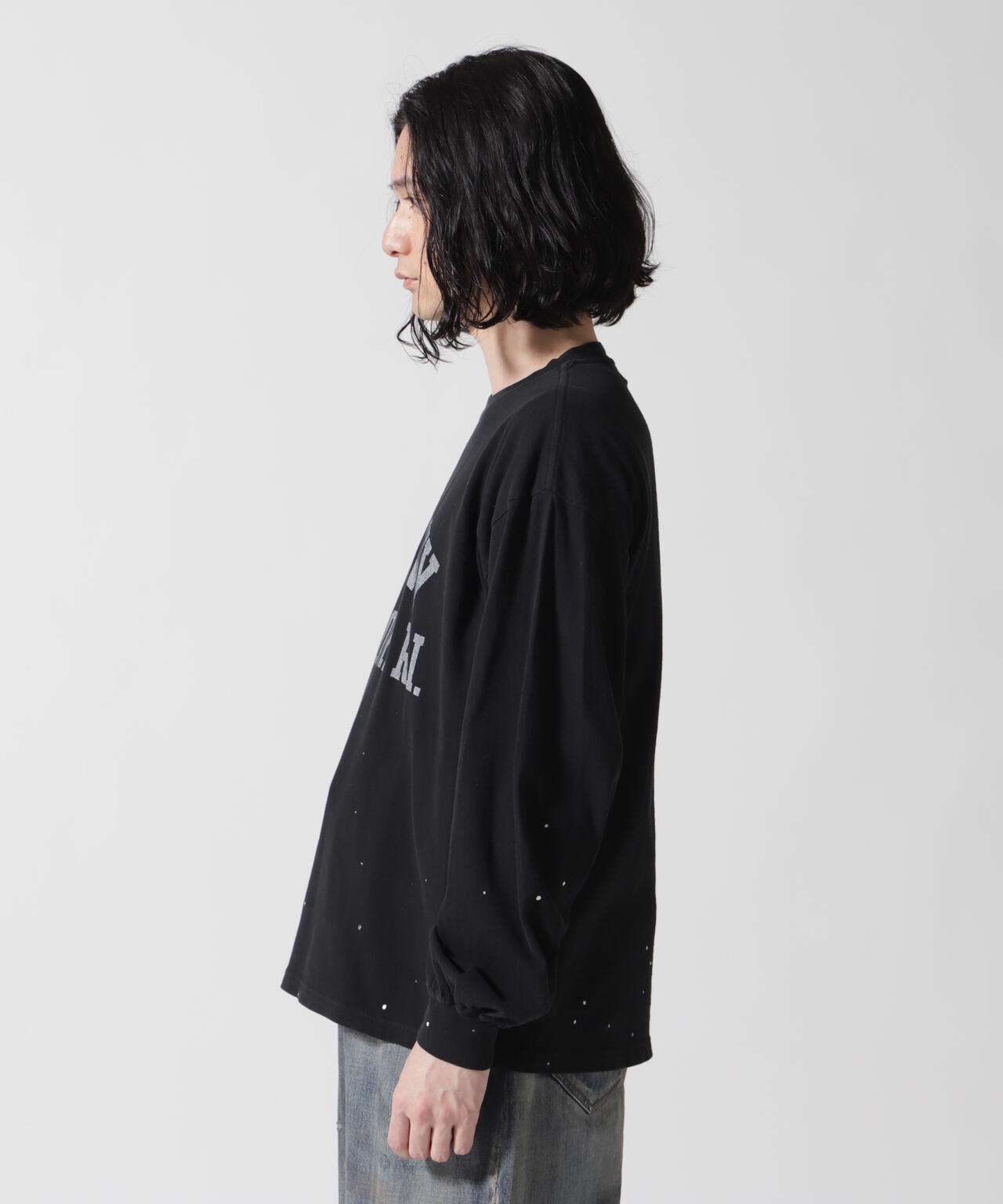 REMI RELIEF(レミレリーフ) 別注20/-天竺ロンT(US NAVY)ペイント加工