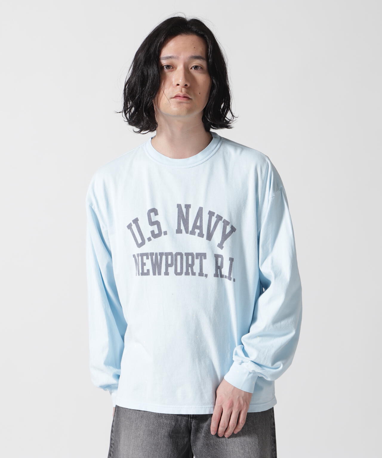 REMI RELIEF(レミレリーフ) 別注20/-天竺ロンT(US NAVY)ペイント加工