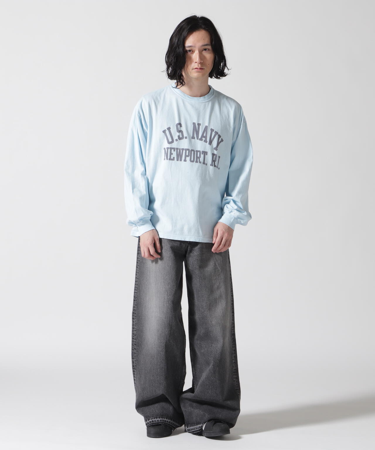 REMI RELIEF(レミレリーフ) 別注20/-天竺ロンT(US NAVY)ペイント加工