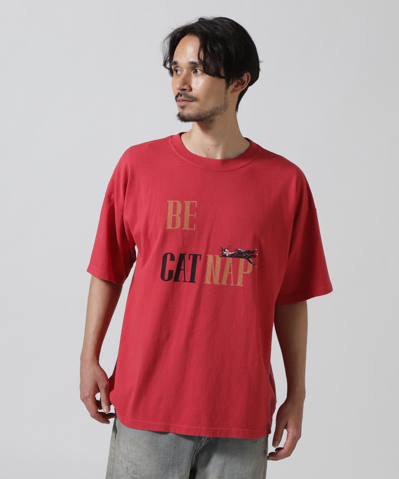 REMI RELIEF(レミレリーフ) 別注20/-天竺BIGサイズTシャツ(BE CAT NAP)