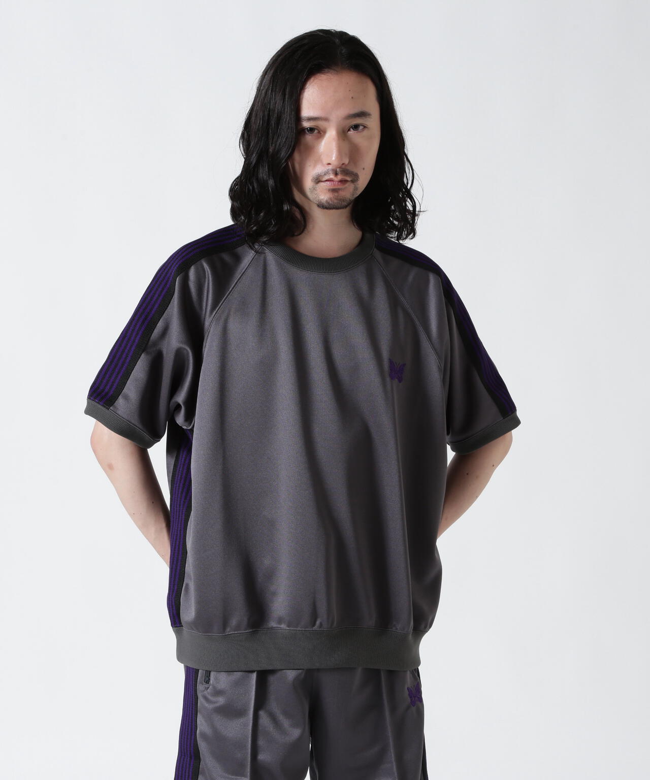 NEEDLES【B'2nd EXCLUSIVE】 S/S TRACK CREW NECK SHIRT - POLY SMOOTH
