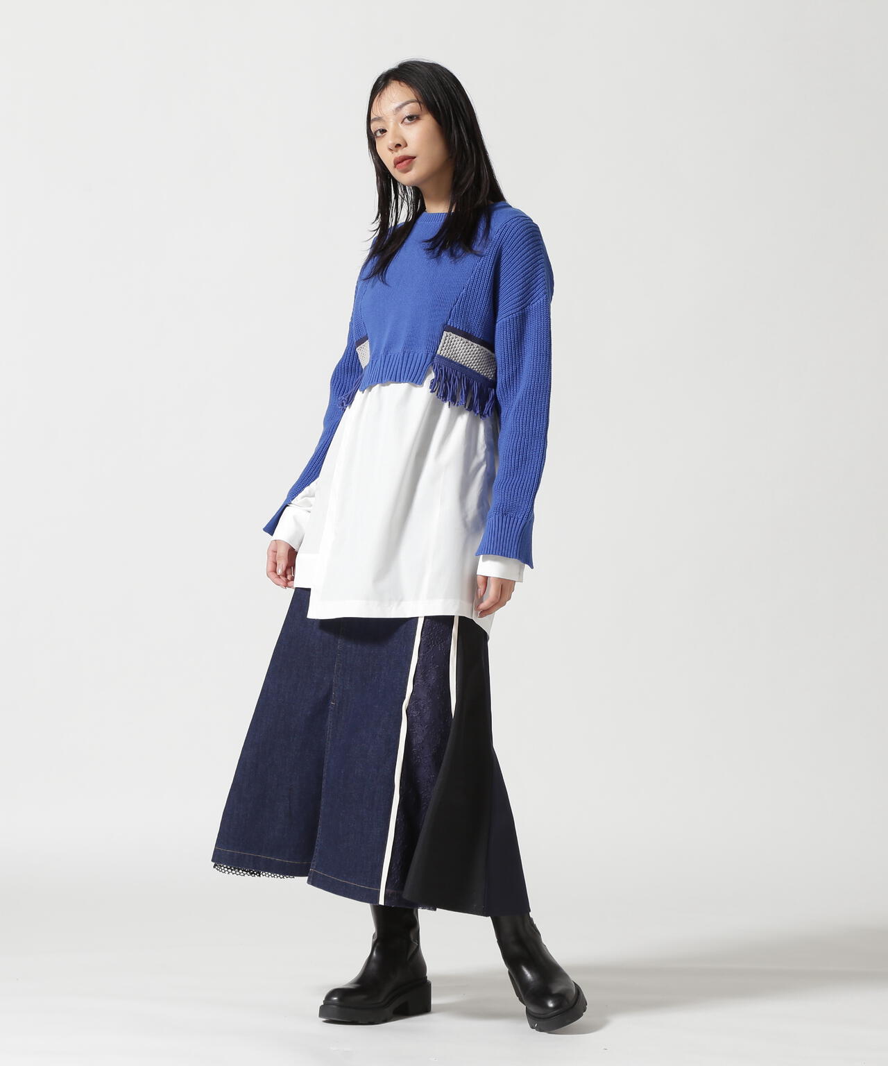 AULA AILA(アウラ アイラ)別注ニットドッキングシャツ