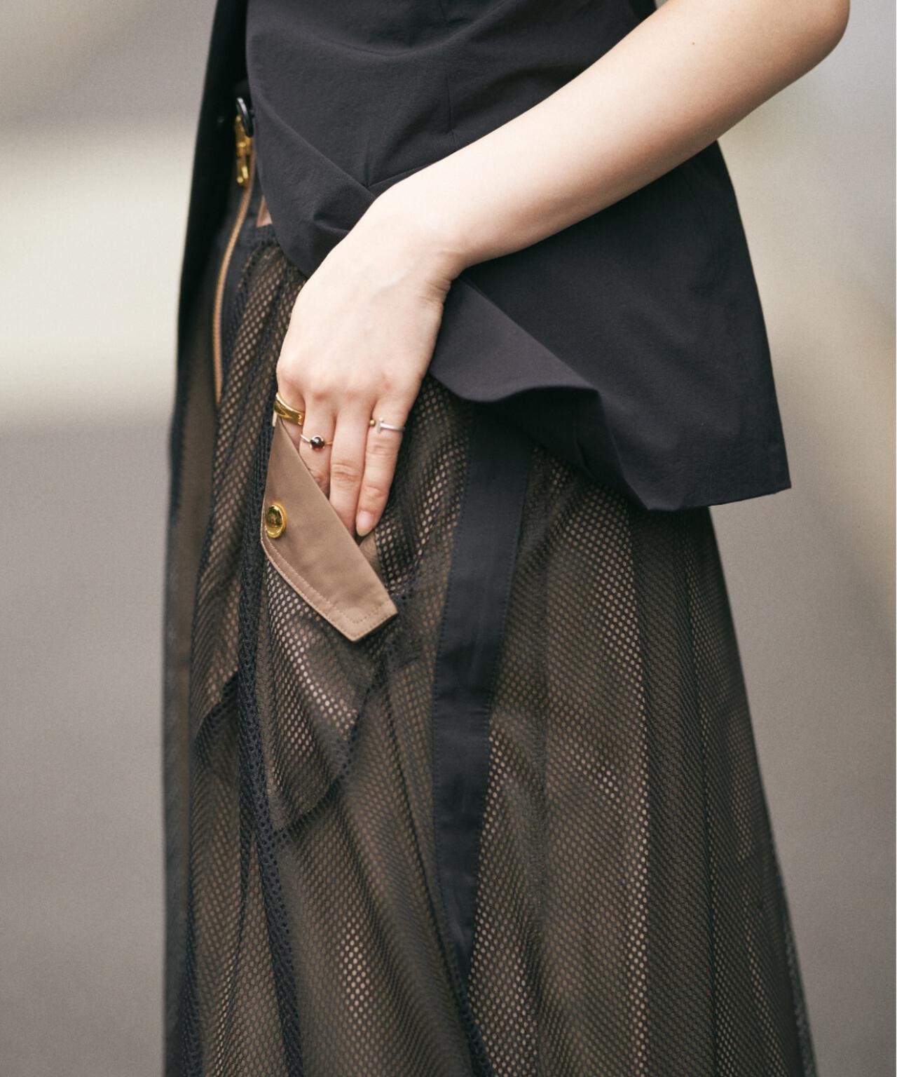 Risley(リズレー) 別注リバーシブルメッシュフレアスカート