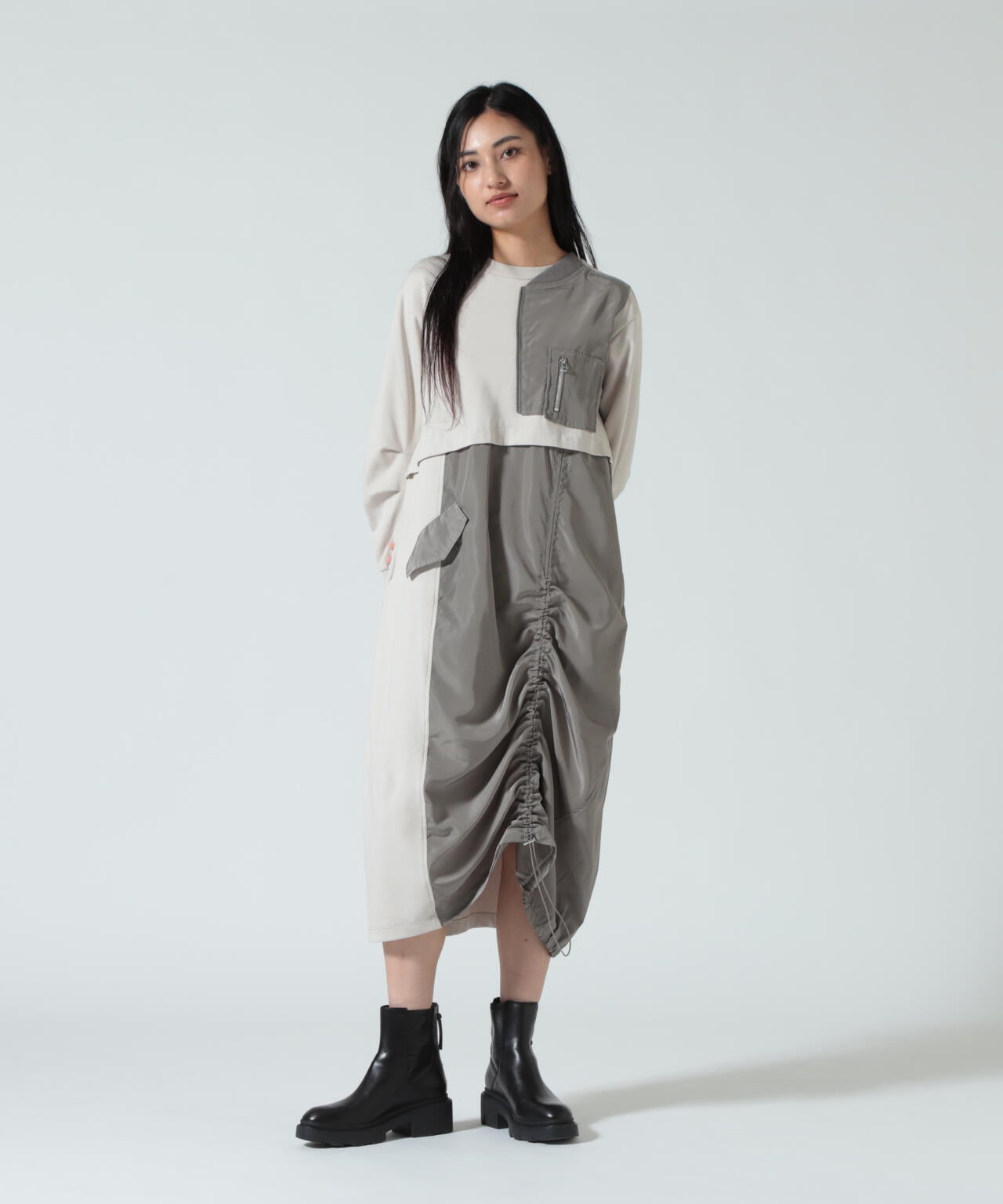 AULA AILA(アウラ アイラ)別注ミリタリーライクカットソーワンピース