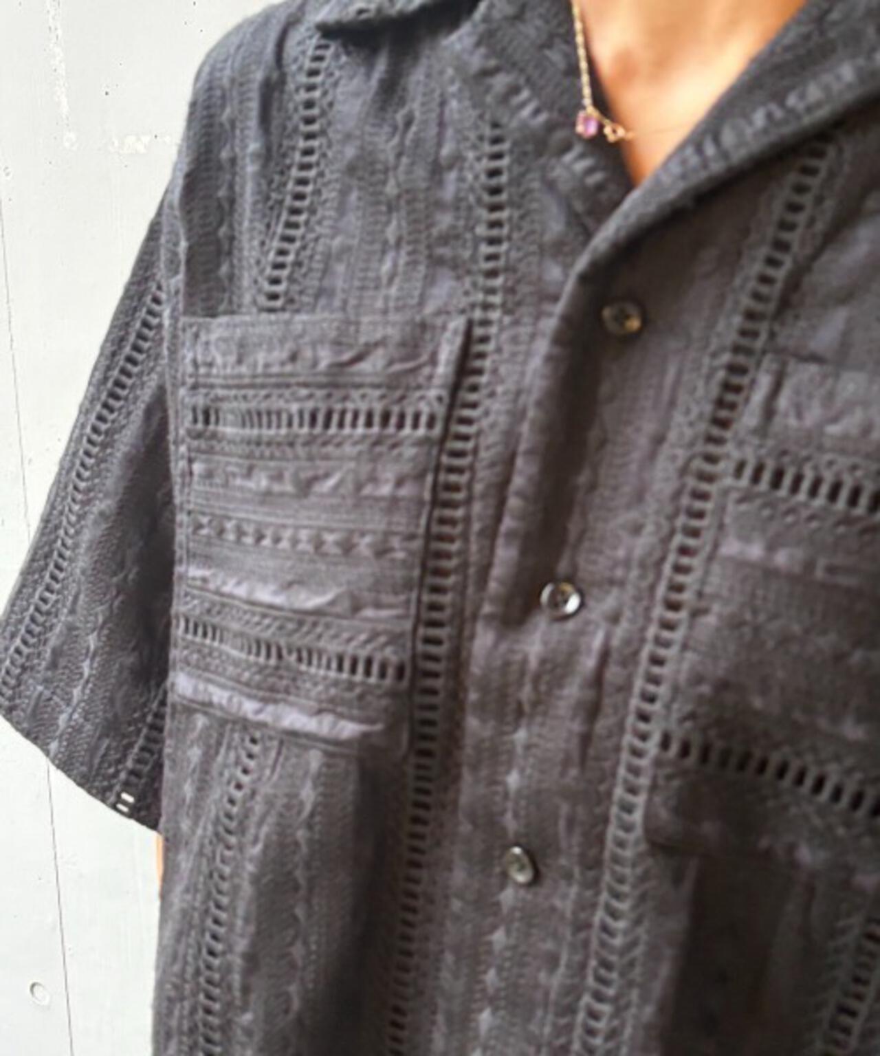 Schott×RUMBLE RED(ショット×ランブルレッド)オリジナル刺繍半袖開襟シャツ
