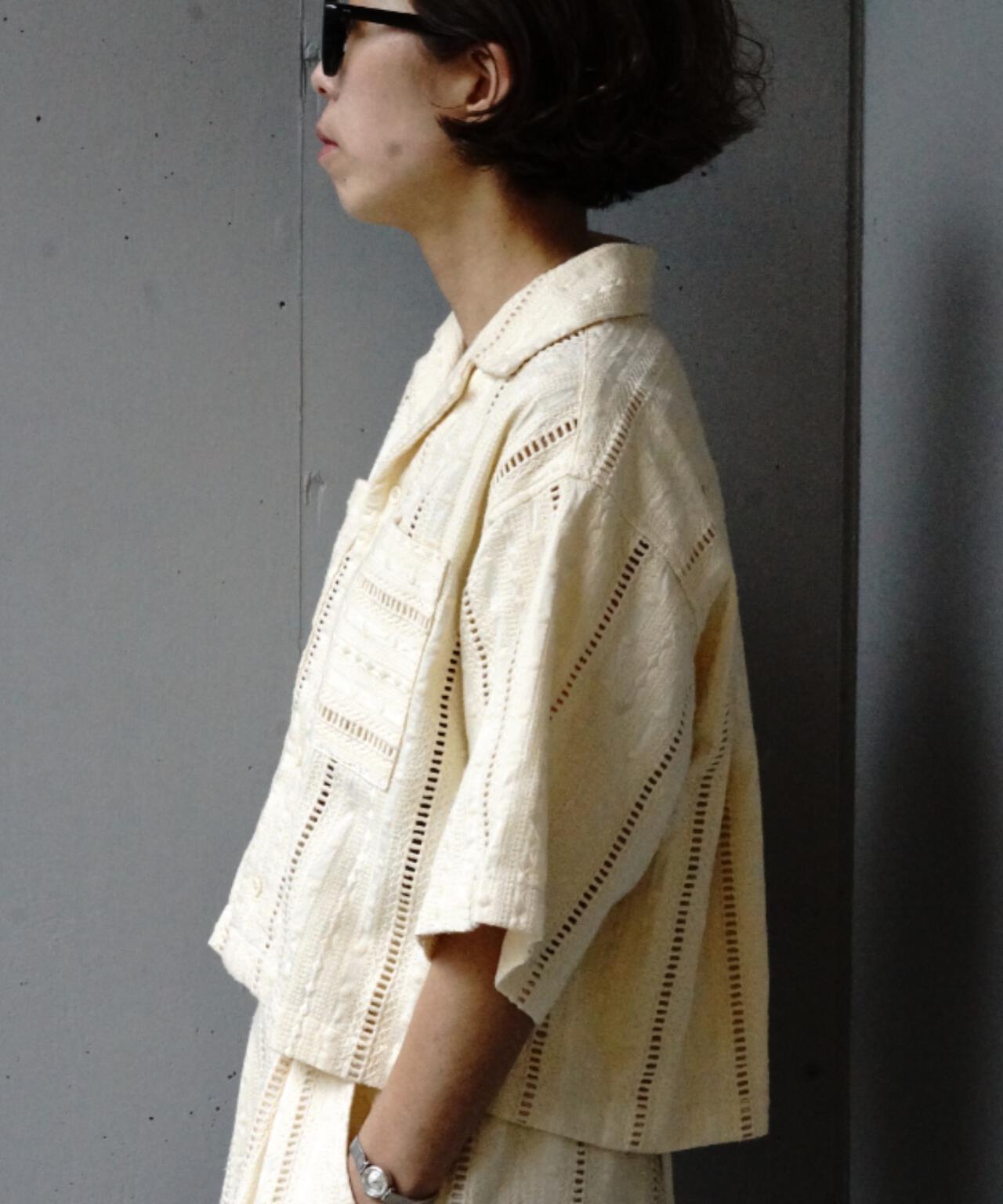 Schott×RUMBLE RED(ショット×ランブルレッド)オリジナル刺繍半袖開襟シャツ