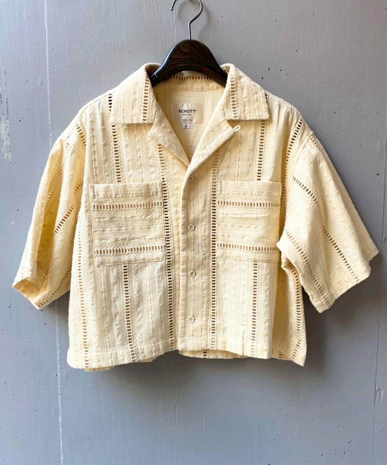 Schott×RUMBLE RED(ショット×ランブルレッド)オリジナル刺繍半袖開襟シャツ