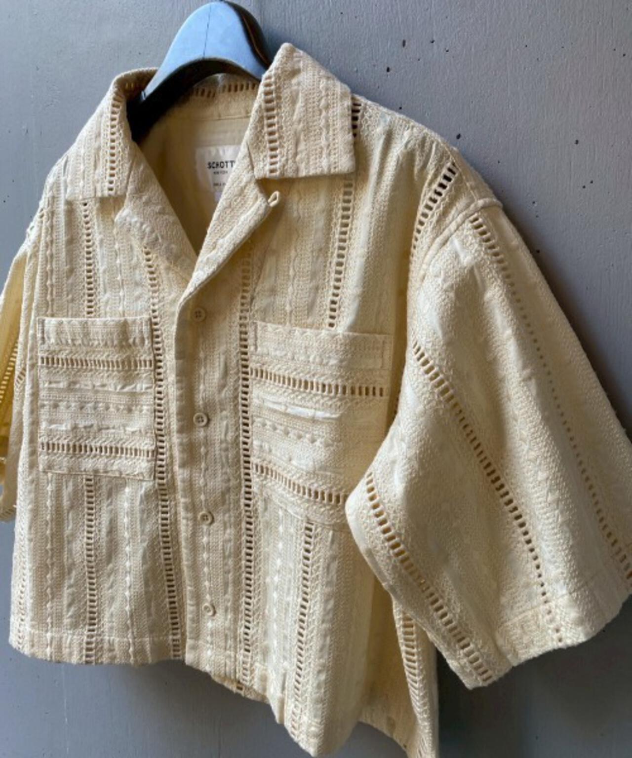 Schott×RUMBLE RED(ショット×ランブルレッド)オリジナル刺繍半袖開襟シャツ