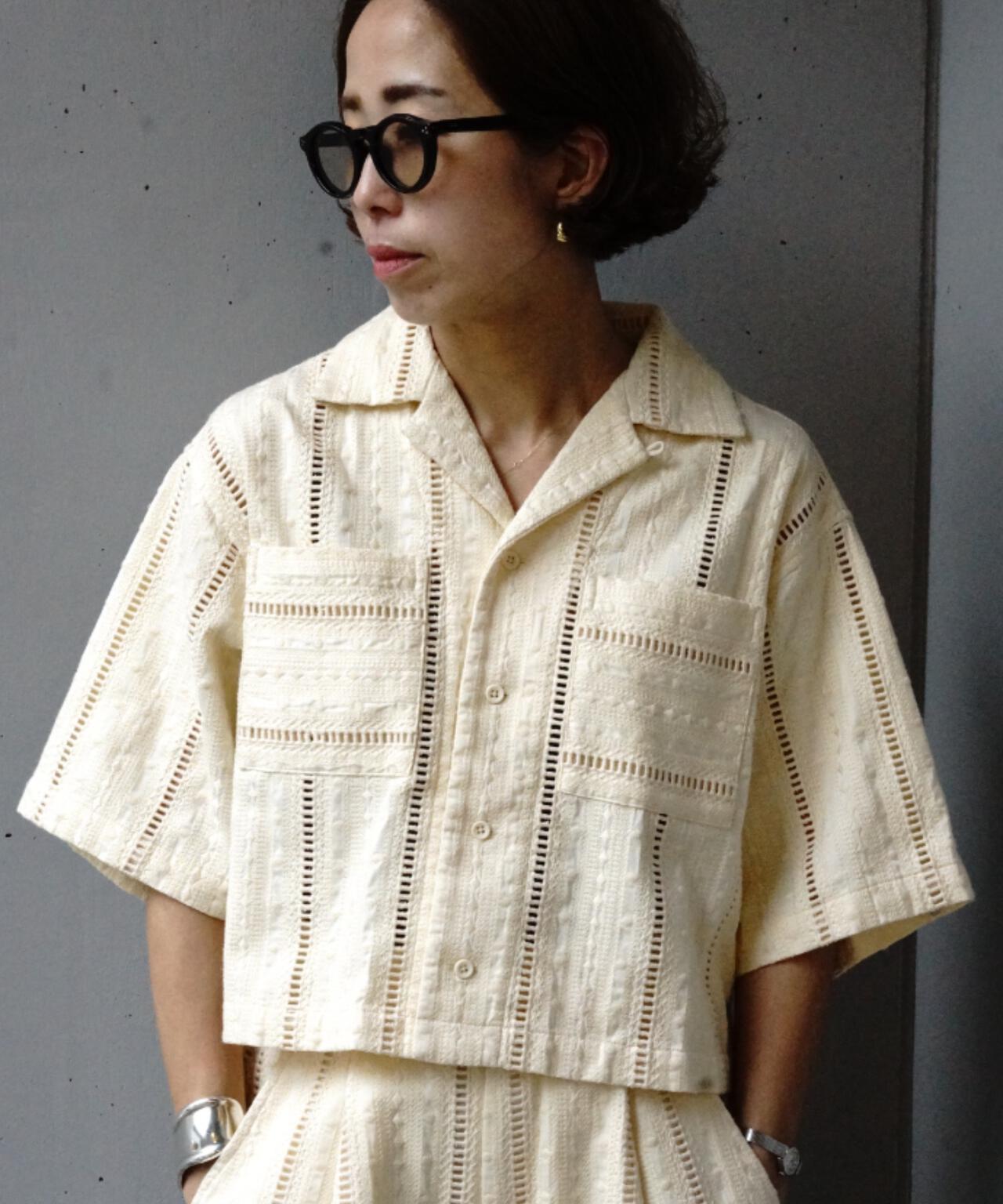 Schott×RUMBLE RED(ショット×ランブルレッド)オリジナル刺繍半袖開襟シャツ