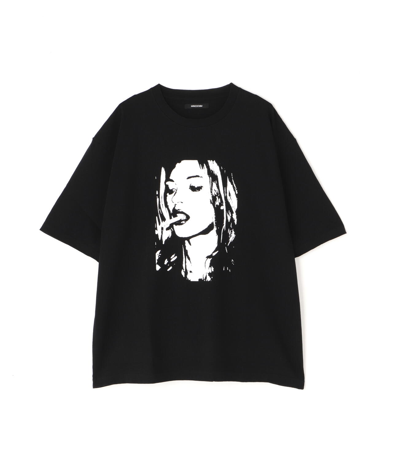 MINEDENIM(マインデニム)Monochrome Two tone Face Crewneck T-SH