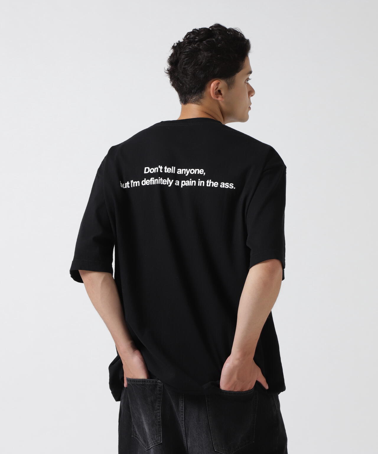 MINEDENIM(マインデニム)Monochrome Two tone Face Crewneck T-SH