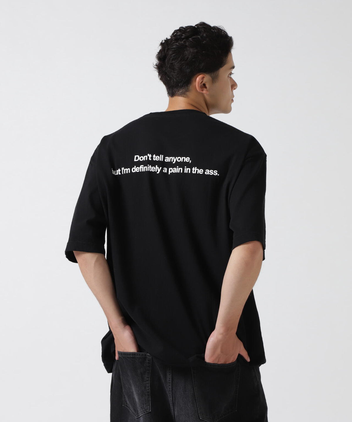 MINEDENIM(マインデニム)Monochrome Two tone Face Crewneck T-SH