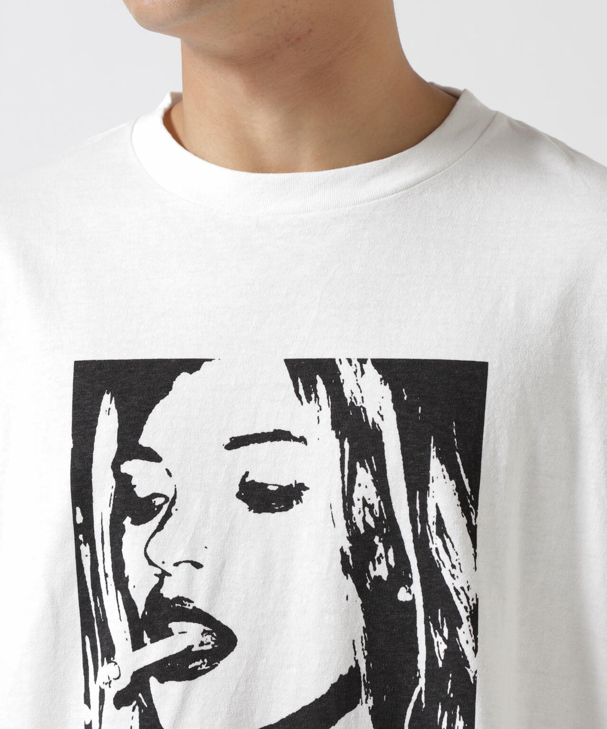 MINEDENIM(マインデニム)Monochrome Two tone Face Crewneck T-SH