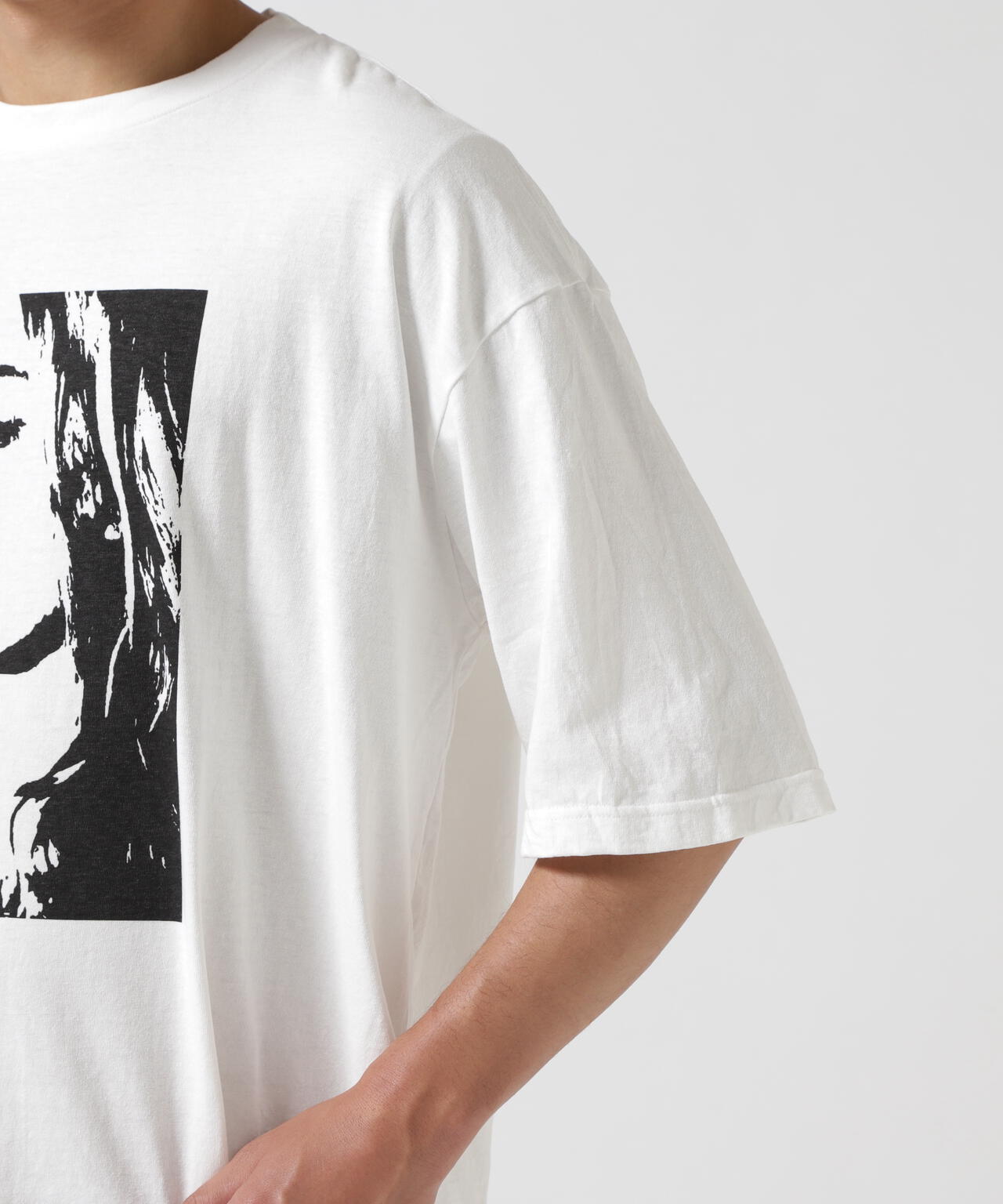 MINEDENIM(マインデニム)Monochrome Two tone Face Crewneck T-SH
