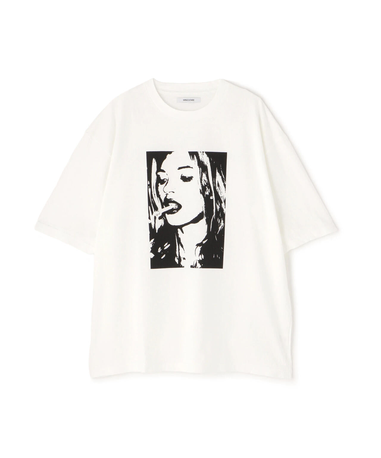 MINEDENIM(マインデニム)Monochrome Two tone Face Crewneck T-SH