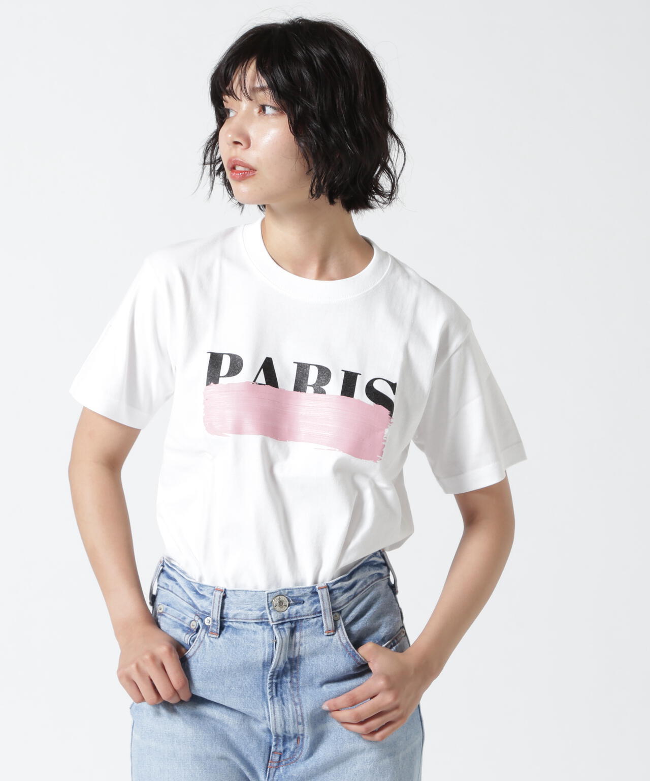 DROIT BELLO(ドロイトベロ)ピンクブラッシュPARIS Tシャツ