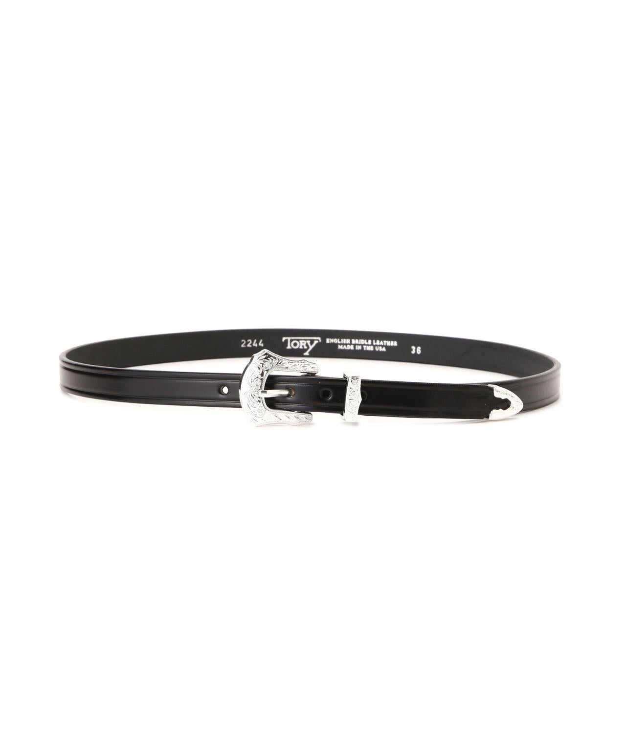 TORY LEATHER / 3/4 inch 3-Piece Silver Buckle Set Belt