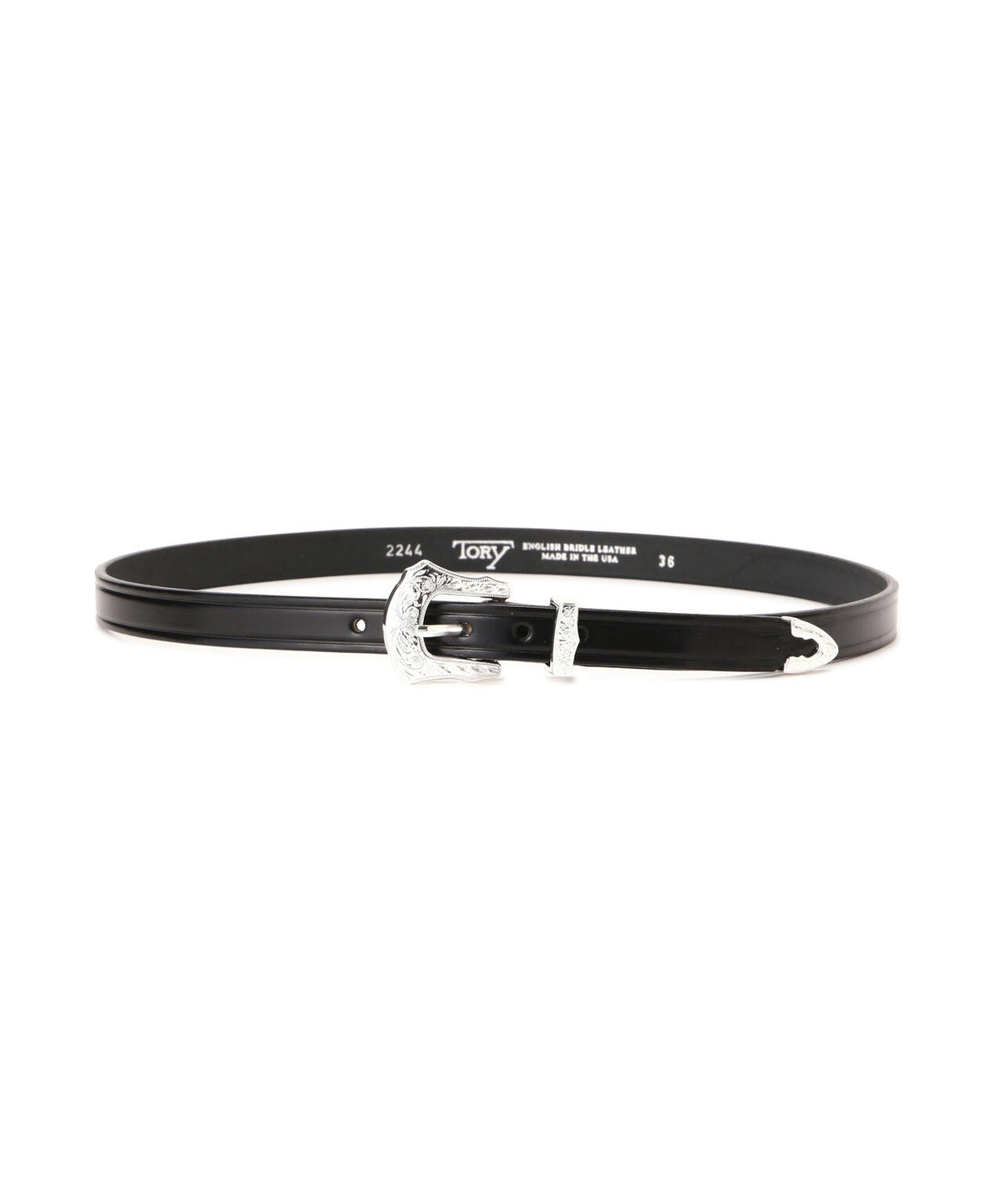 TORY LEATHER / 3/4 inch 3-Piece Silver Buckle Set Belt