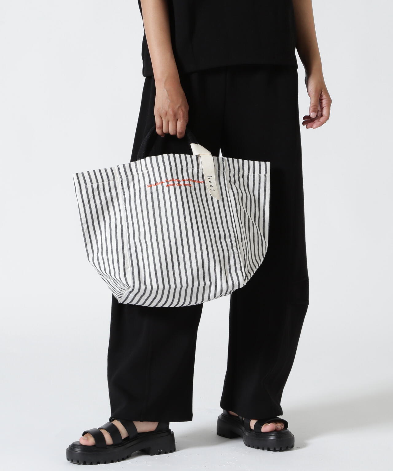 beej(ビージ)stripe fabric bigtote bag