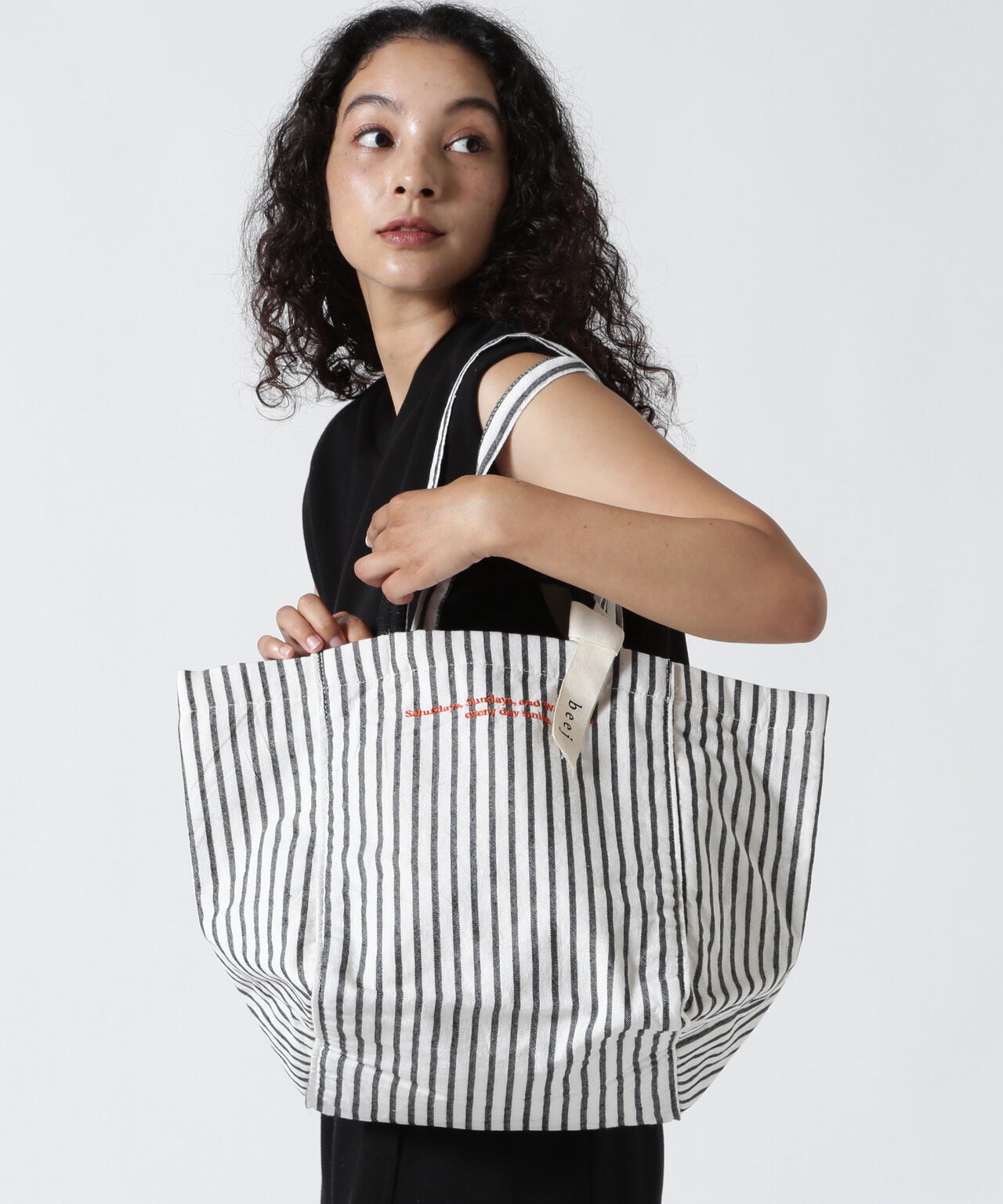 beej(ビージ)stripe fabric bigtote bag