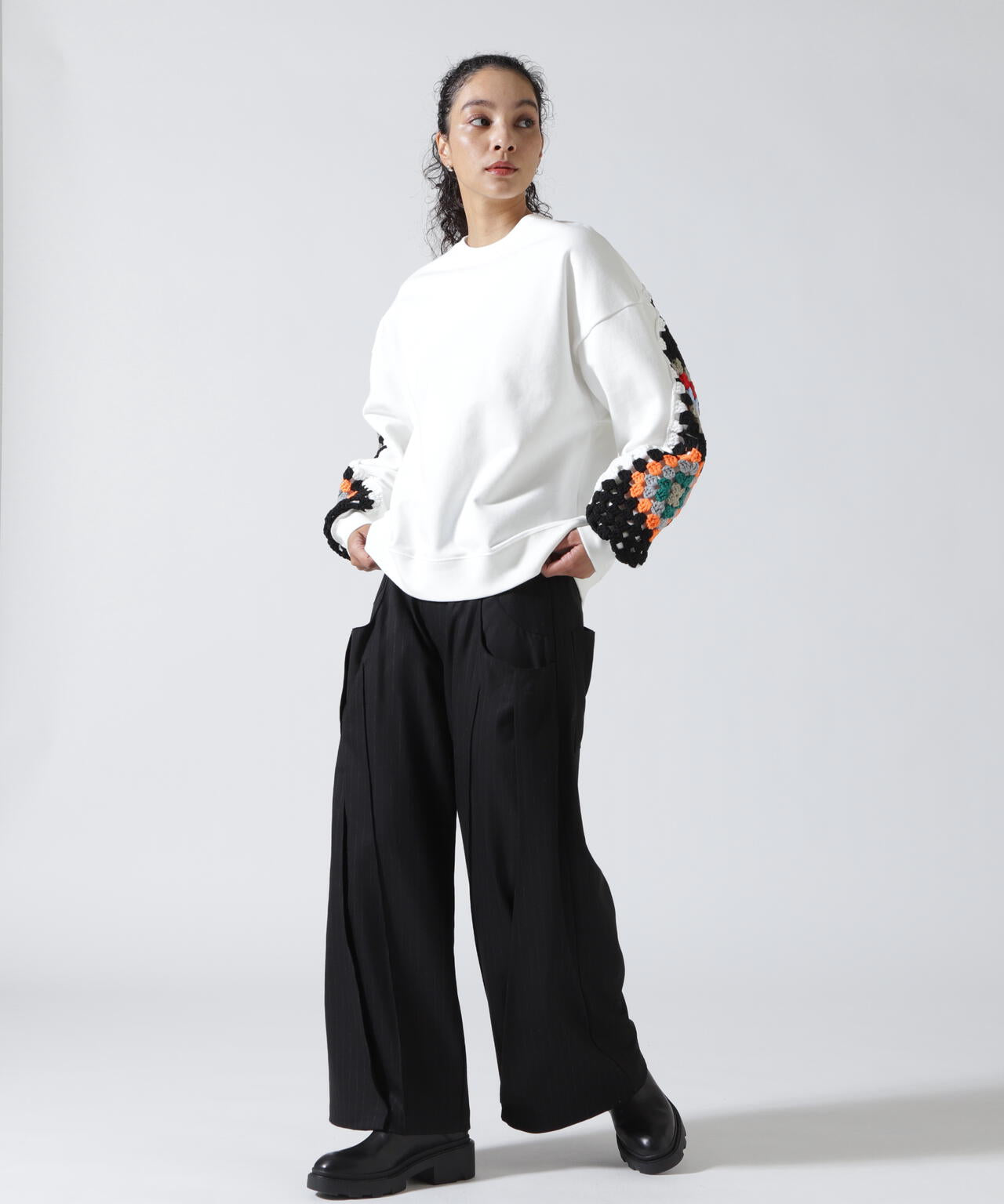 Knuth Marf(クヌースマーフ)pierced drape pants(unisex)/stripegray