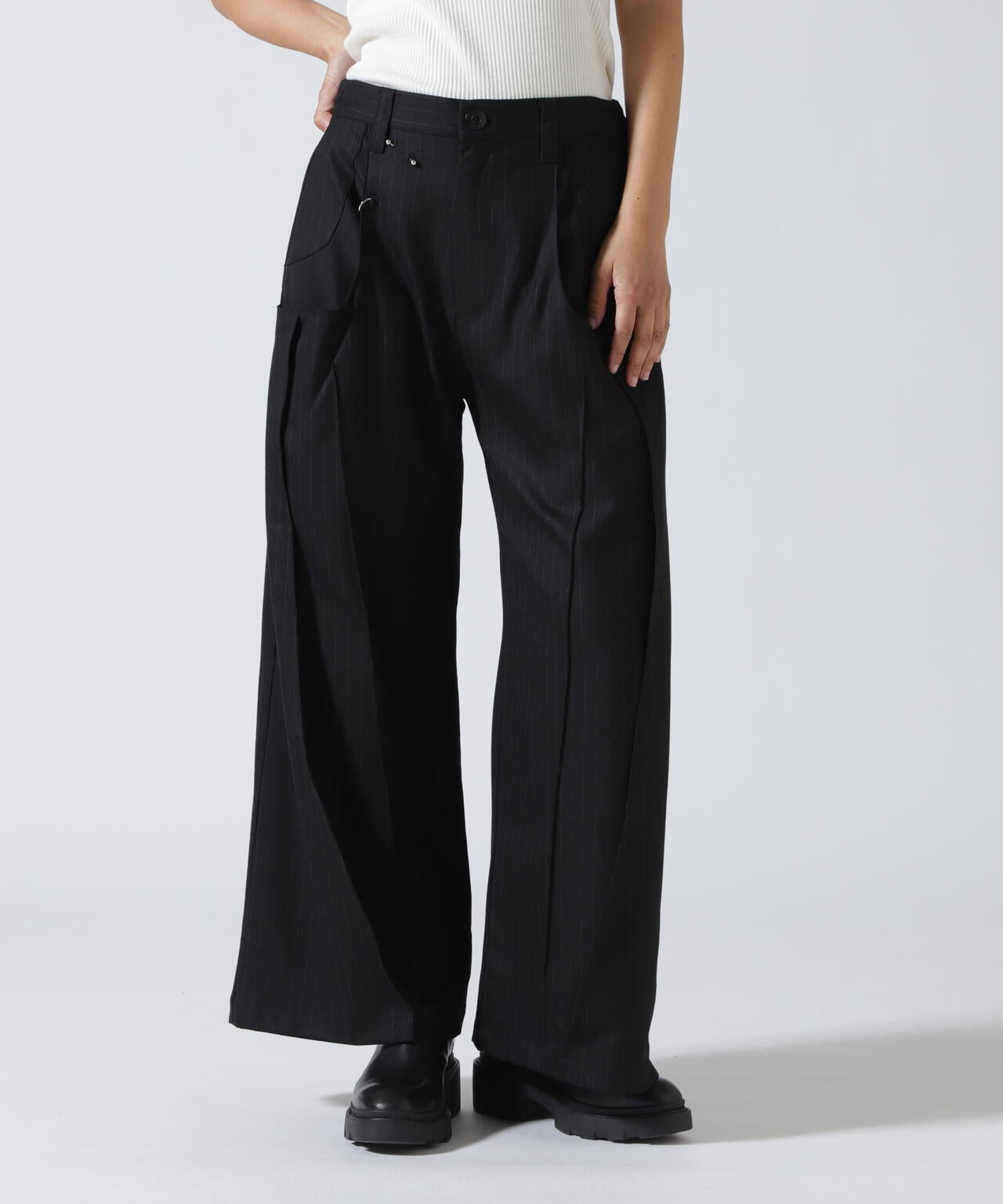 Knuth Marf(クヌースマーフ)pierced drape pants(unisex)/stripegray