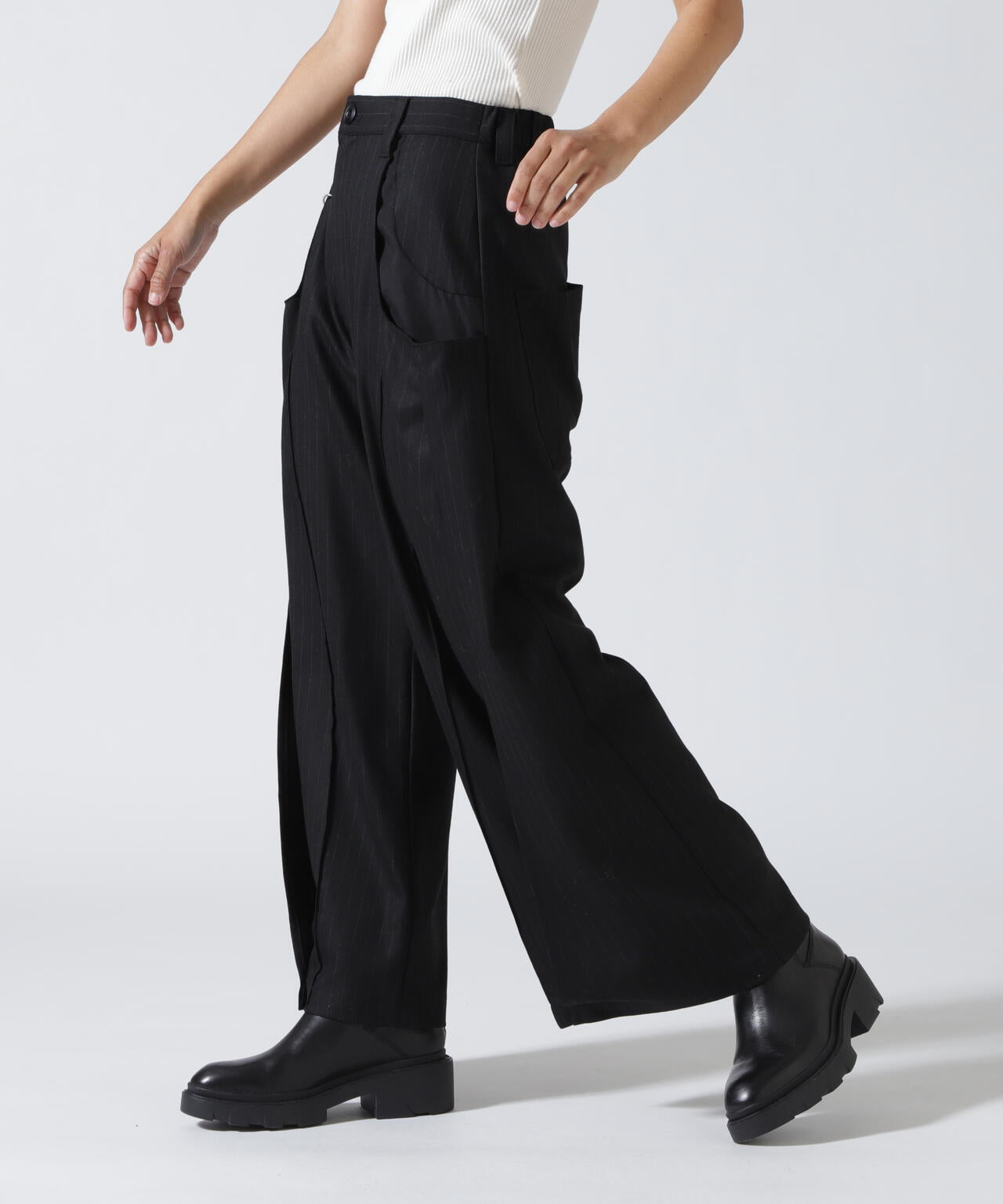 Knuth Marf(クヌースマーフ)pierced drape pants(unisex)/stripegray