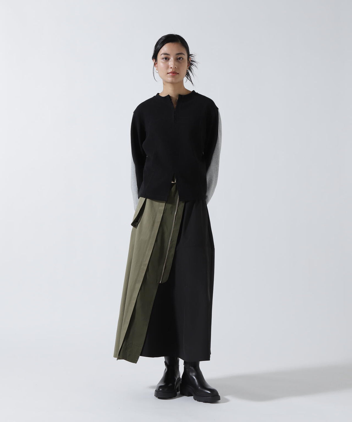 Risley(リズレー) 別注ベルト付アシンメトリーフレアスカート