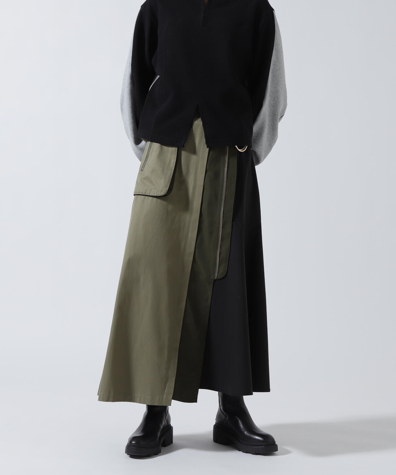 Risley(リズレー) 別注ベルト付アシンメトリーフレアスカート