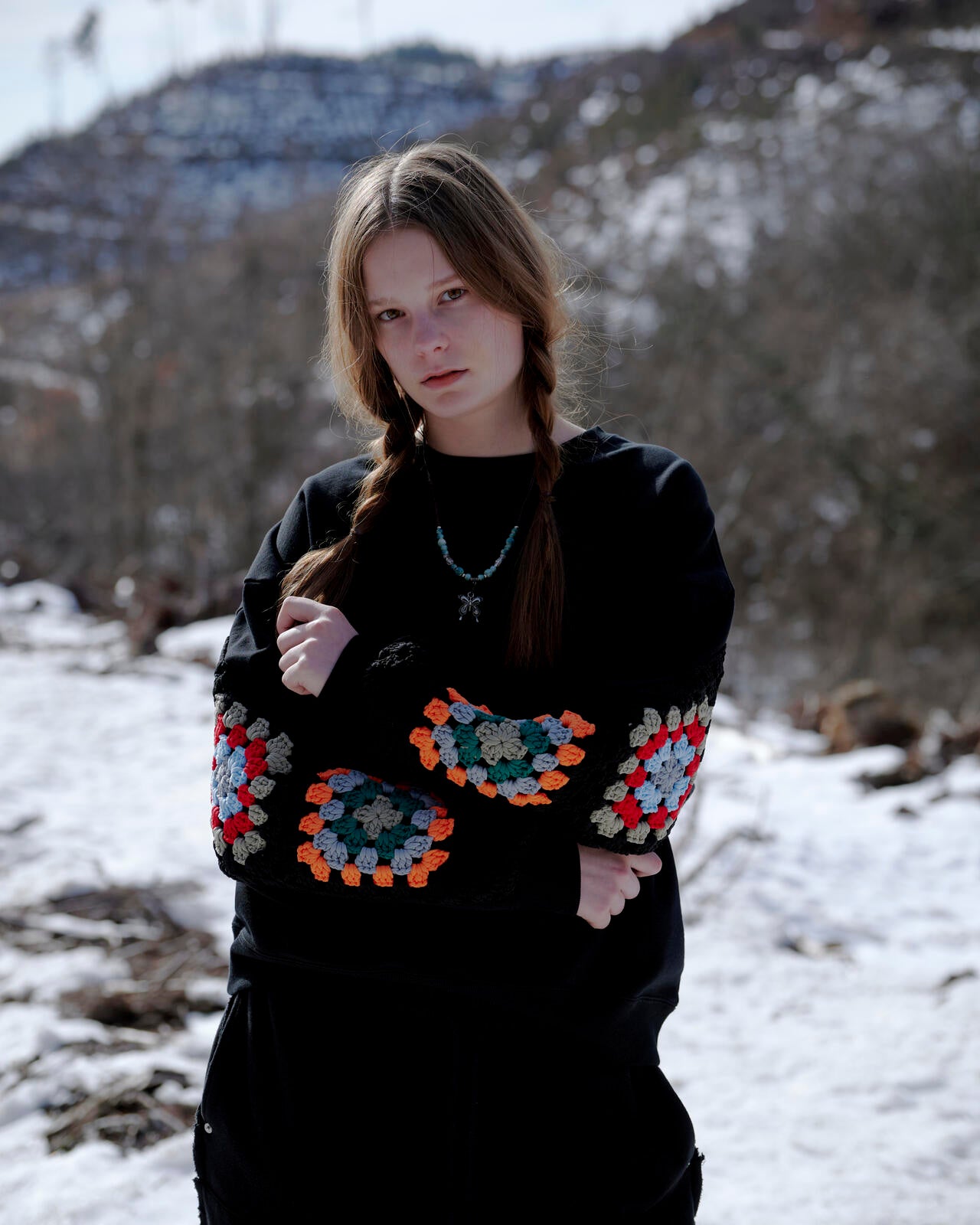 DISCOVERED(ディスカバード) 別注 CROCHET SLEEVE SWEAT