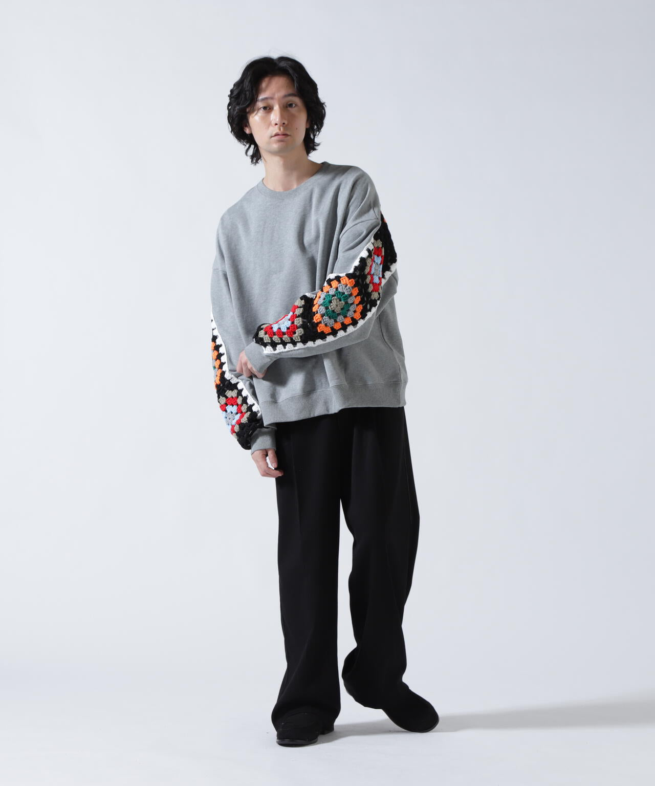 DISCOVERED(ディスカバード) 別注 CROCHET SLEEVE SWEAT