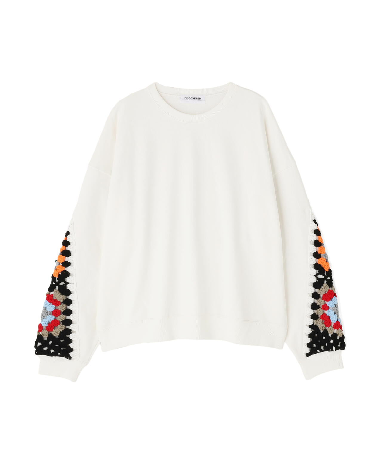 DISCOVERED(ディスカバード) 別注CROCHET SLEEVE SWEAT(UNISEX)