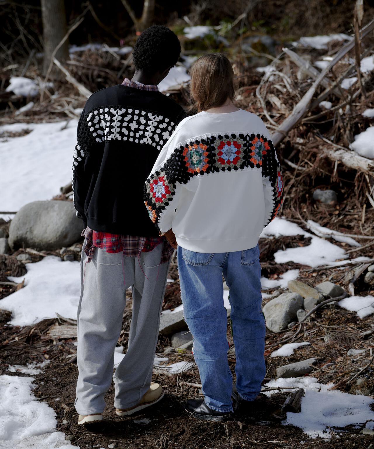 DISCOVERED(ディスカバード) 別注 CROCHET SLEEVE SWEAT