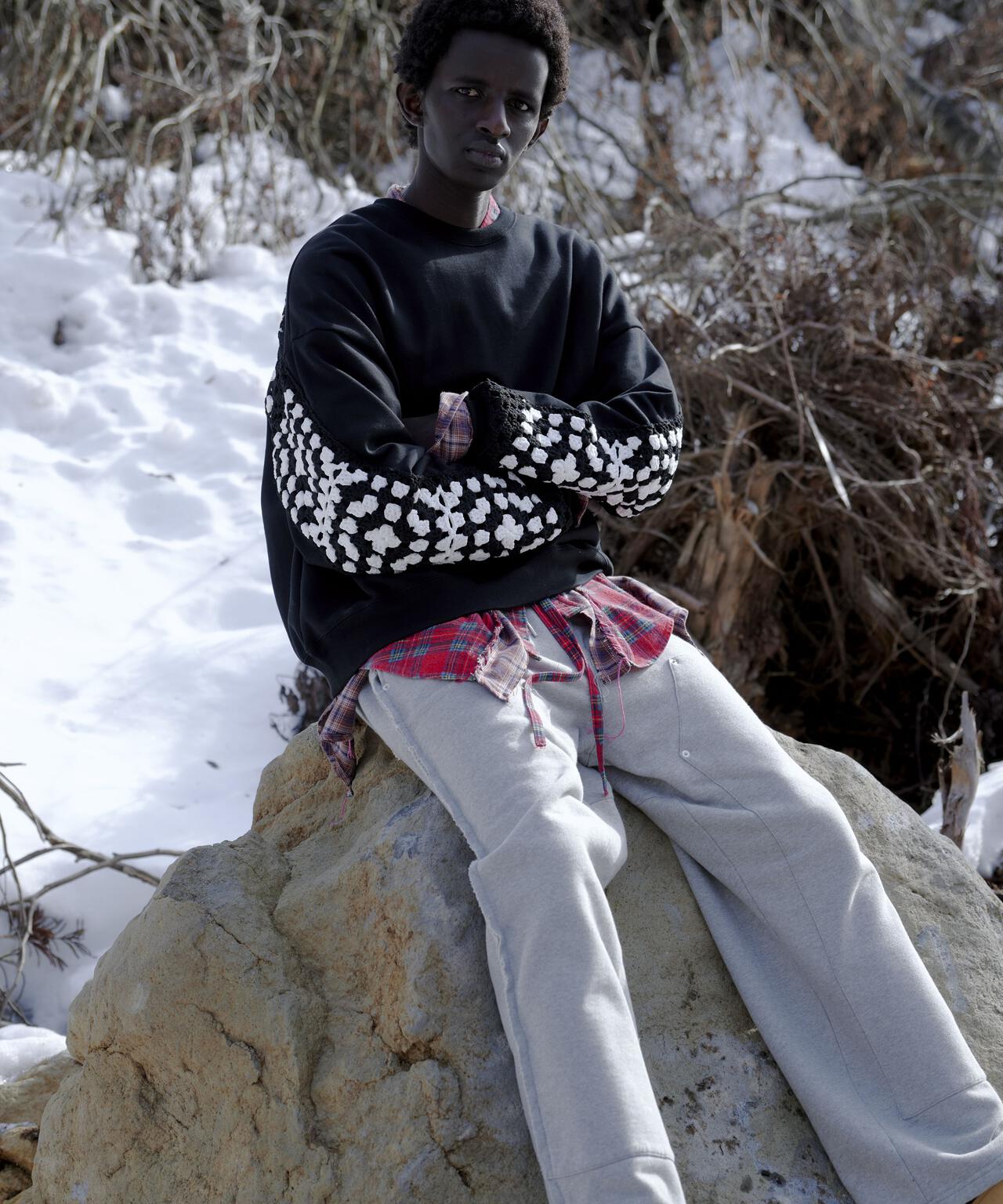 DISCOVERED(ディスカバード) 別注 CROCHET SLEEVE SWEAT