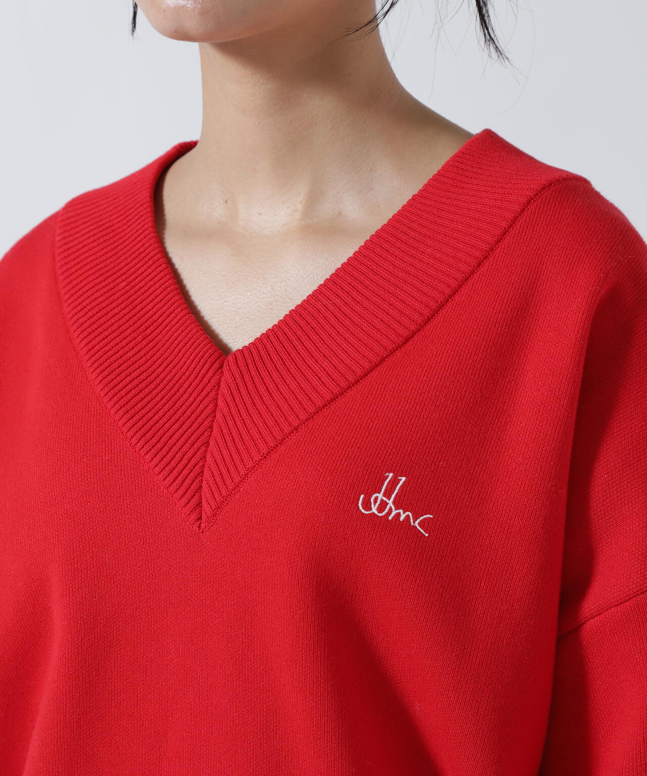 JJMERCER (ジェイジェイマーサー) 別注Vネックバックロゴニット