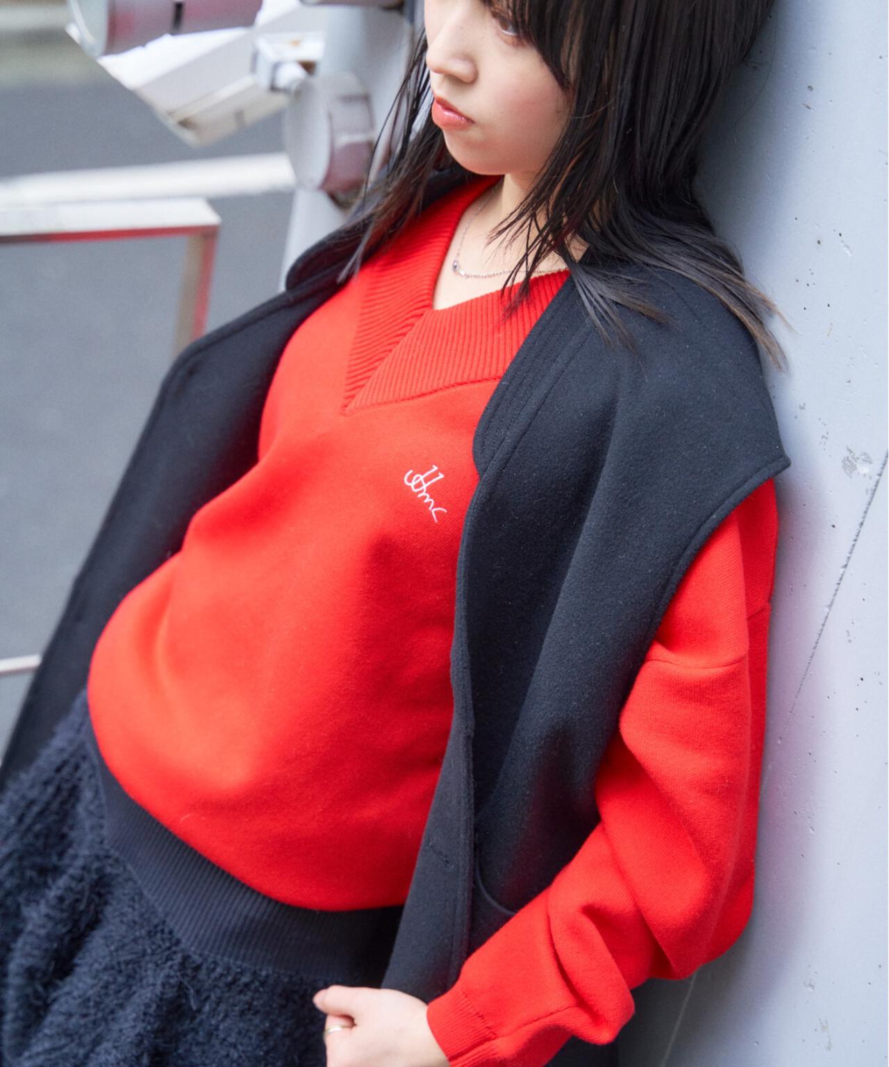 JJMERCER (ジェイジェイマーサー) 別注Vネックバックロゴニット