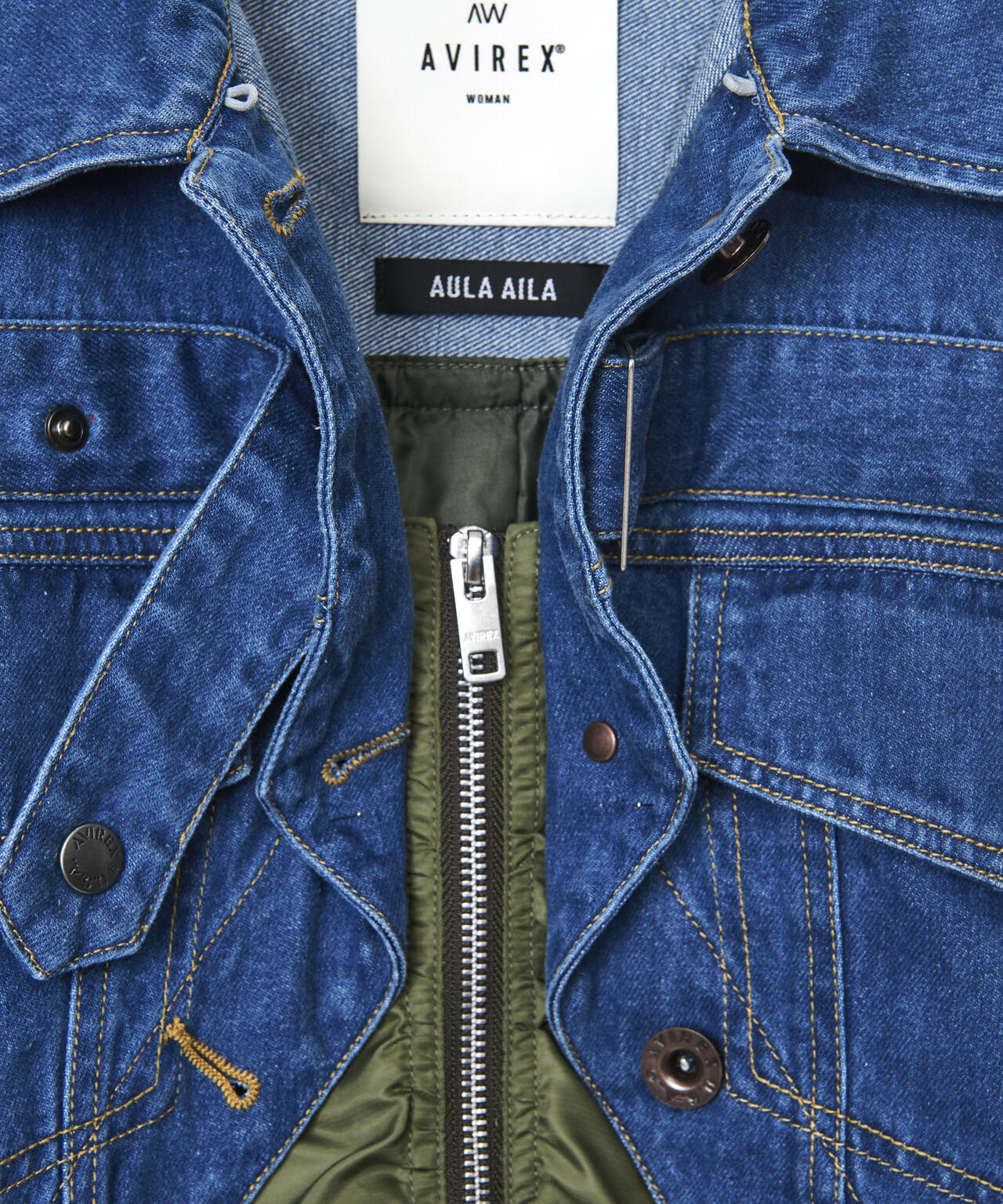 AVIREXxAULA AILA(アヴィレックスxアウラアイラ)デニムキリカエGジャン