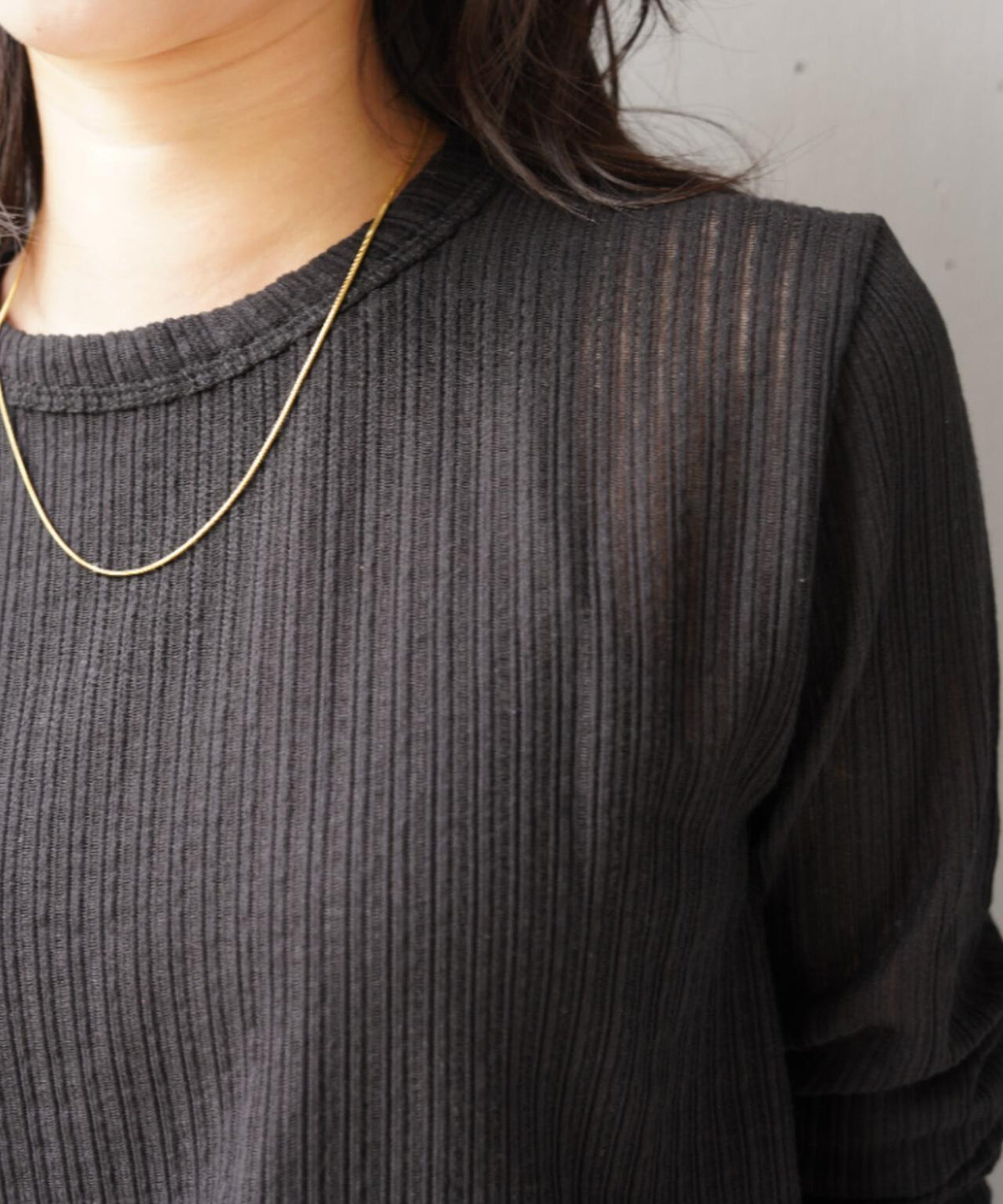 YENN(イエン)STRIPE SHEER RIB TEE