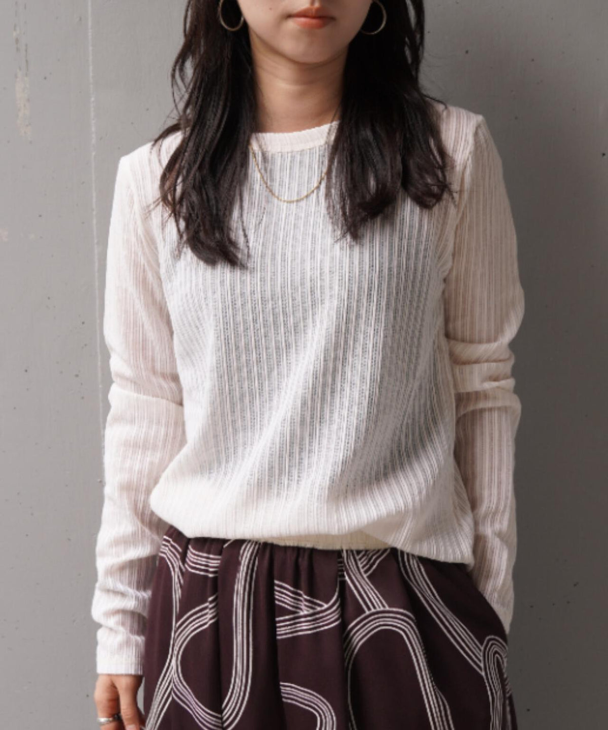 YENN(イエン)STRIPE SHEER RIB TEE