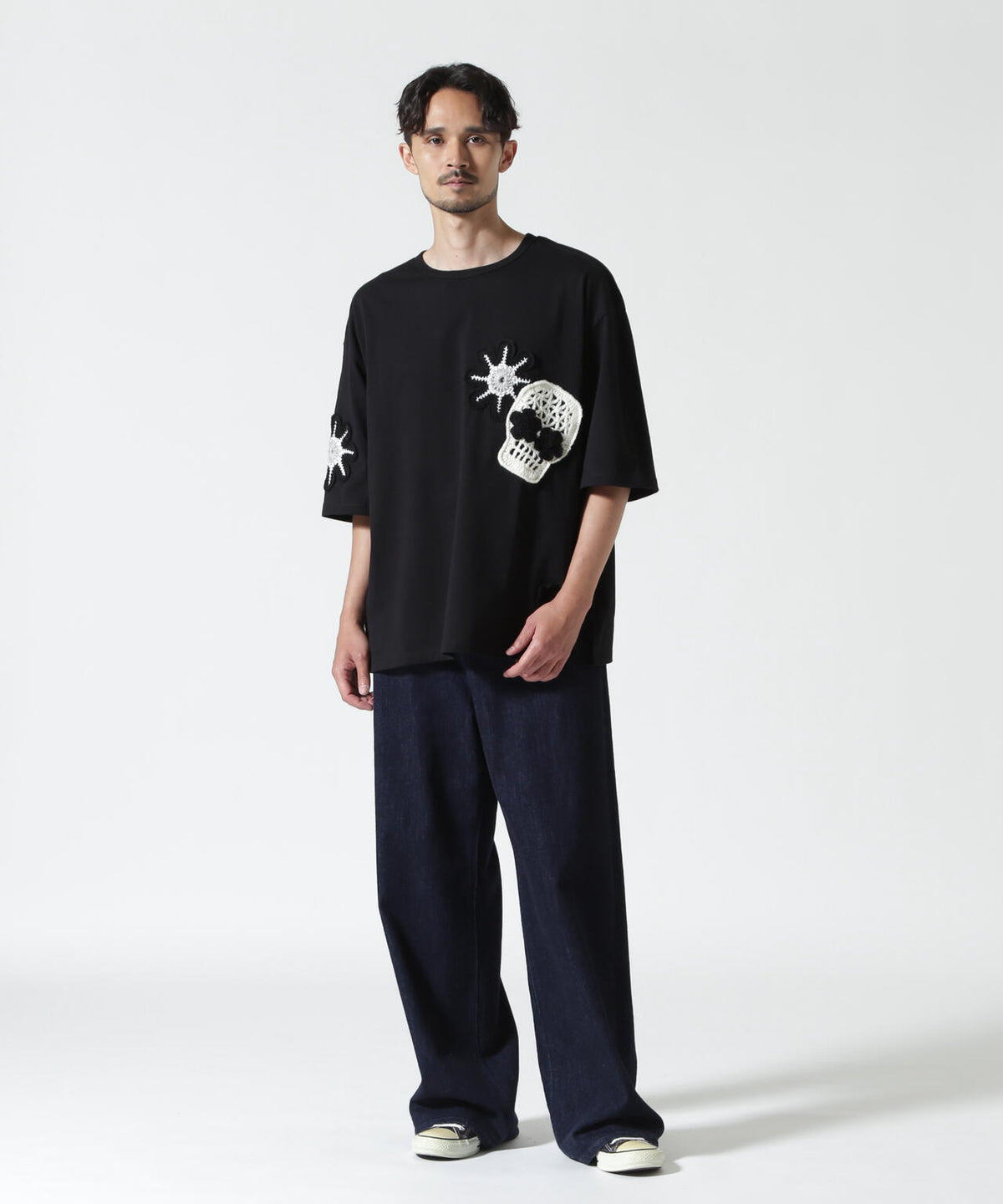DISCOVERED / 別注MEXICAN SKULL CROCHET S/S TEE