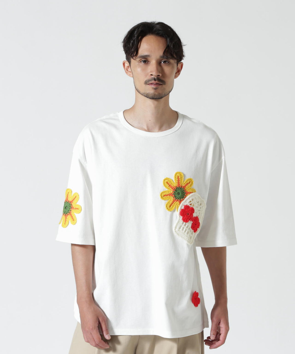 DISCOVERED / 別注MEXICAN SKULL CROCHET S/S TEE